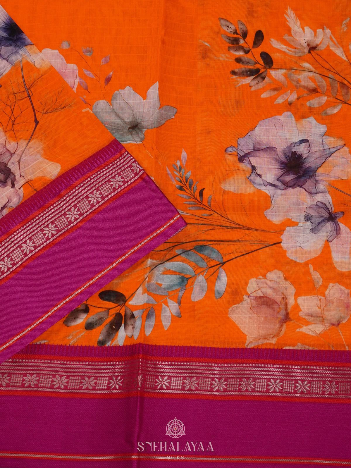 Orange Chanderi Saree