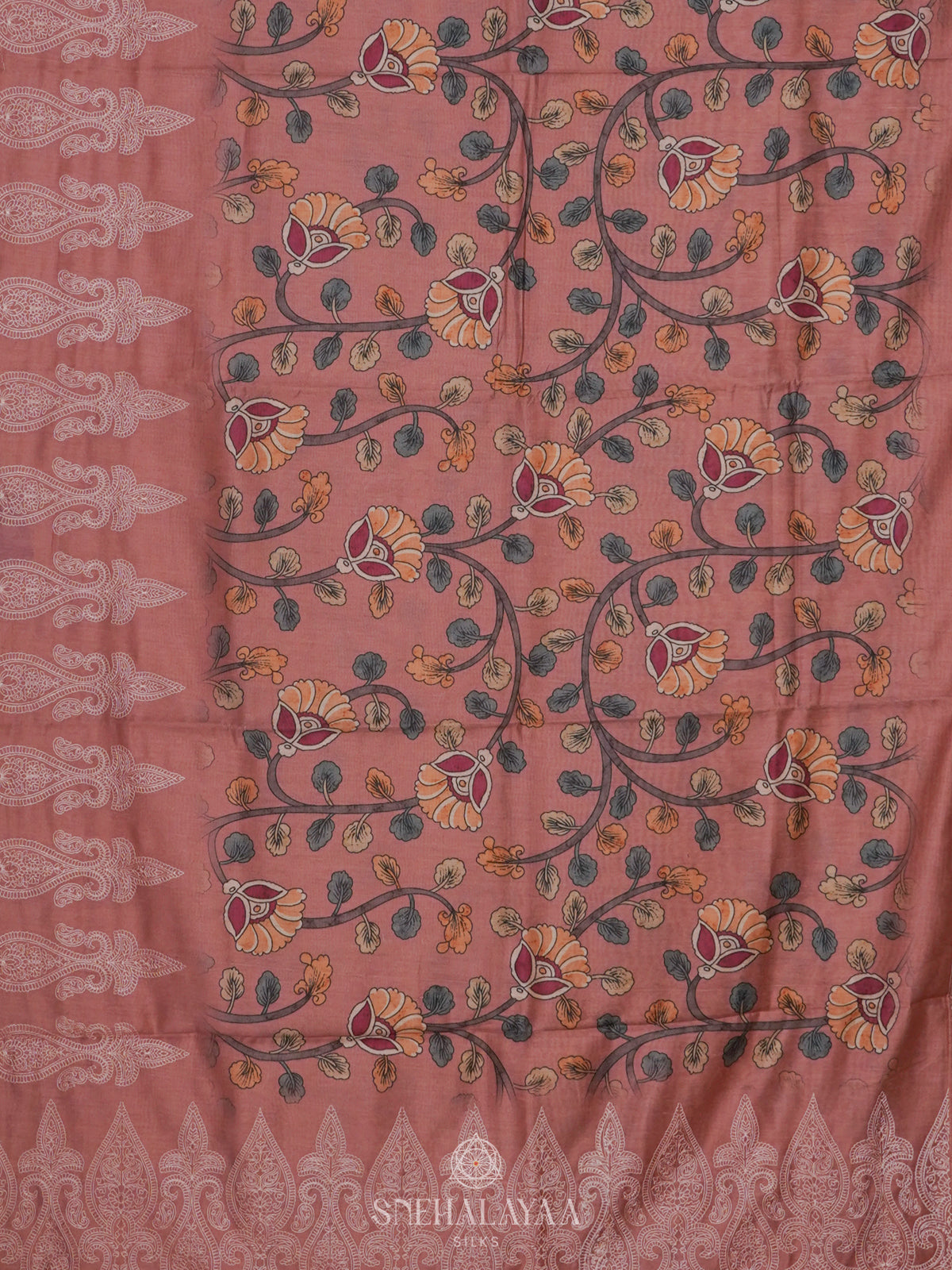 Brown Linen Embroidery Saree