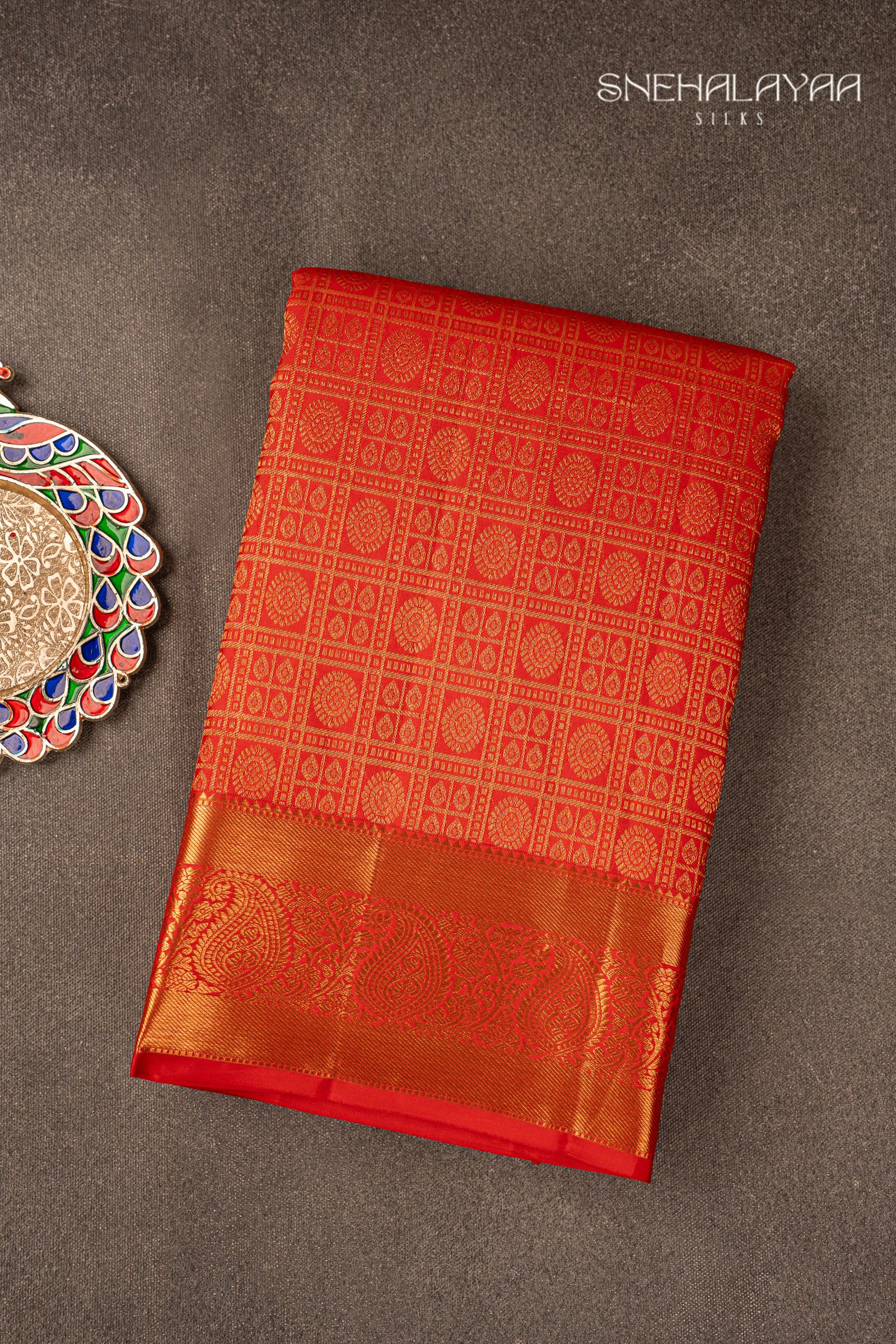 Rose Red Kancheevaram Silk Saree