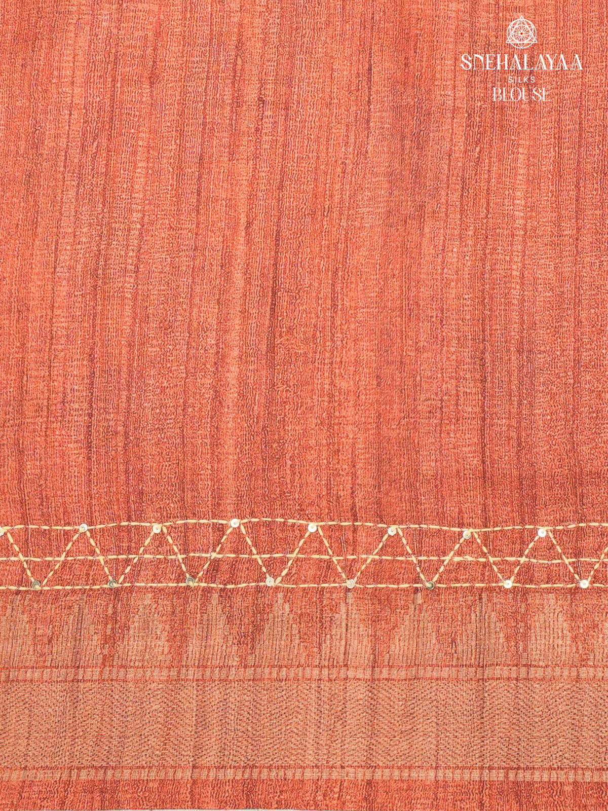 Orange Tussar Embroidery Saree