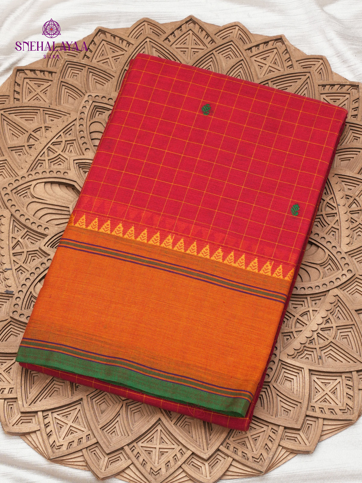 Red Chettinad Cotton Saree
