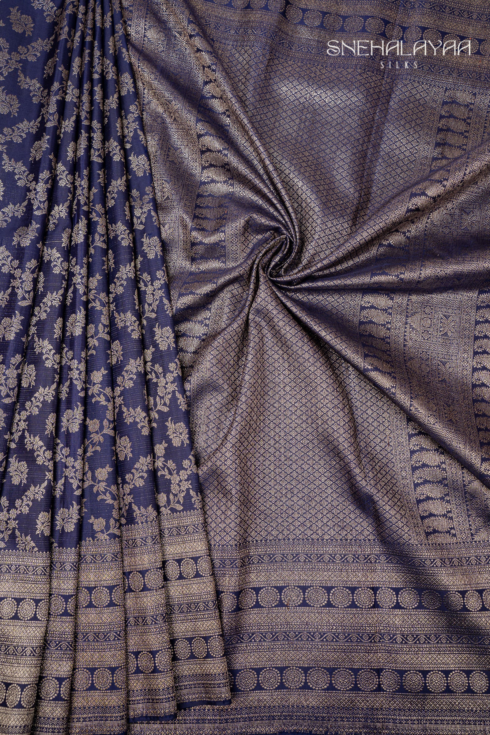 Berry Blue Kancheevaram Silk Saree