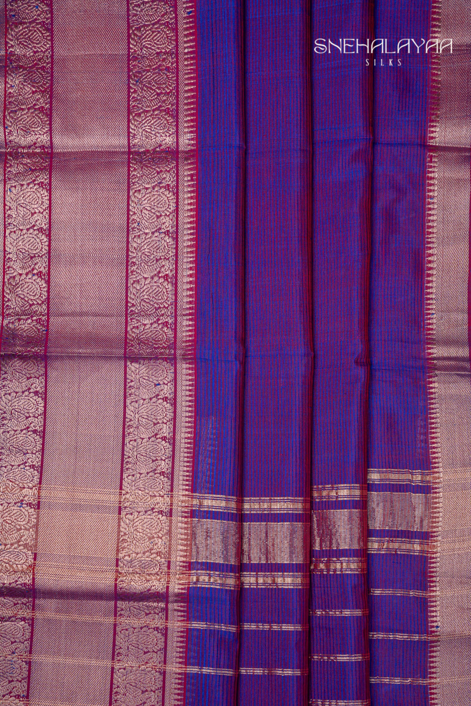 Peacock Blue Mangalgiri Silk Saree