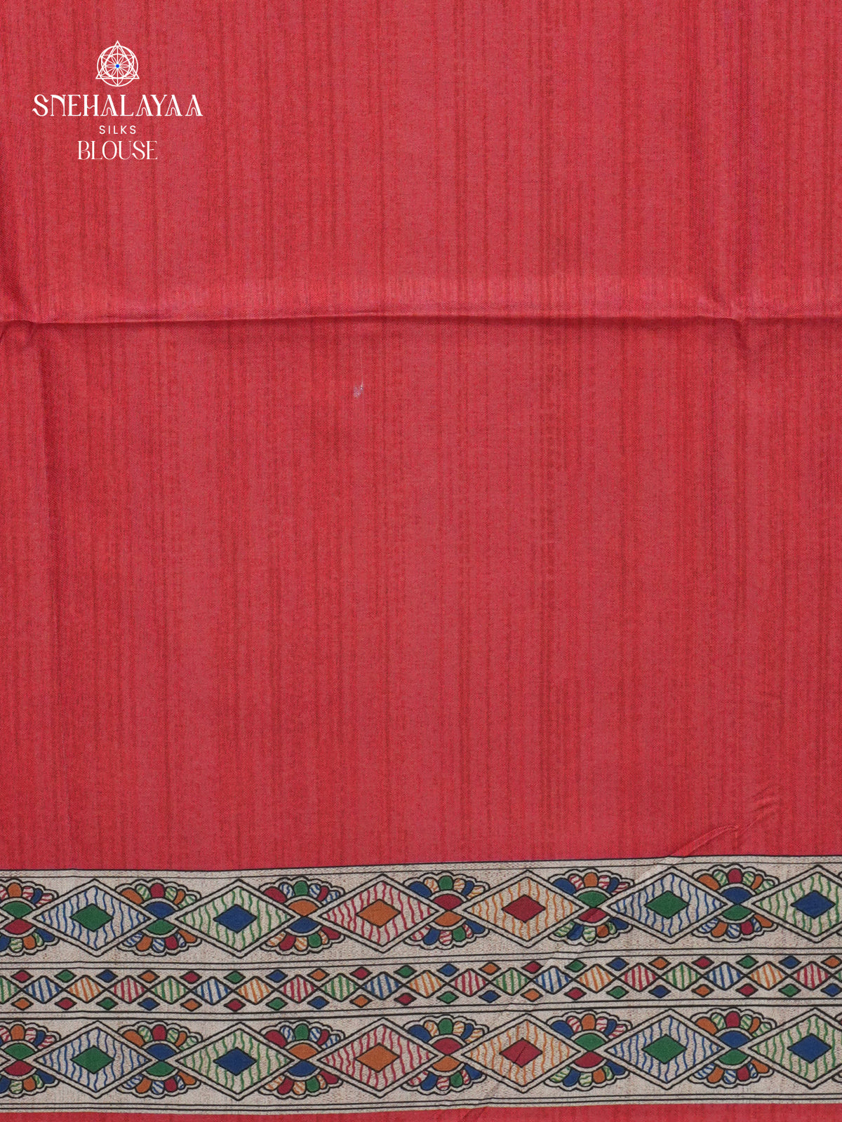 Beige With Red Border Madhubani Saree