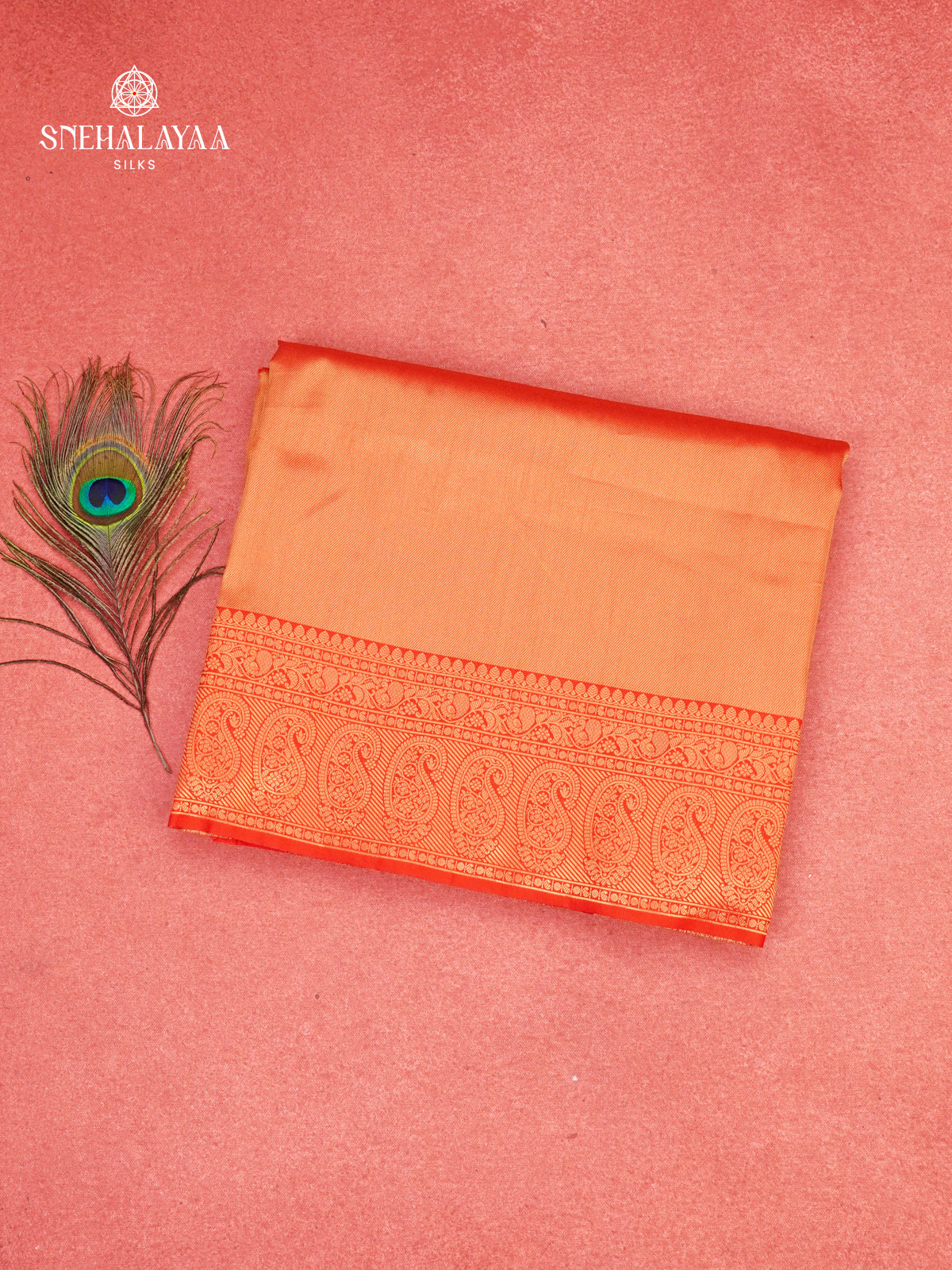 Rust Orange Tissue Paithani Saree