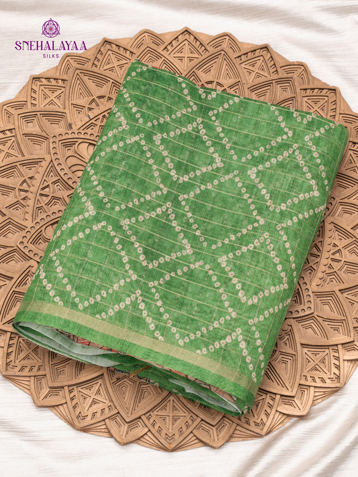 Green Madhubani Saree