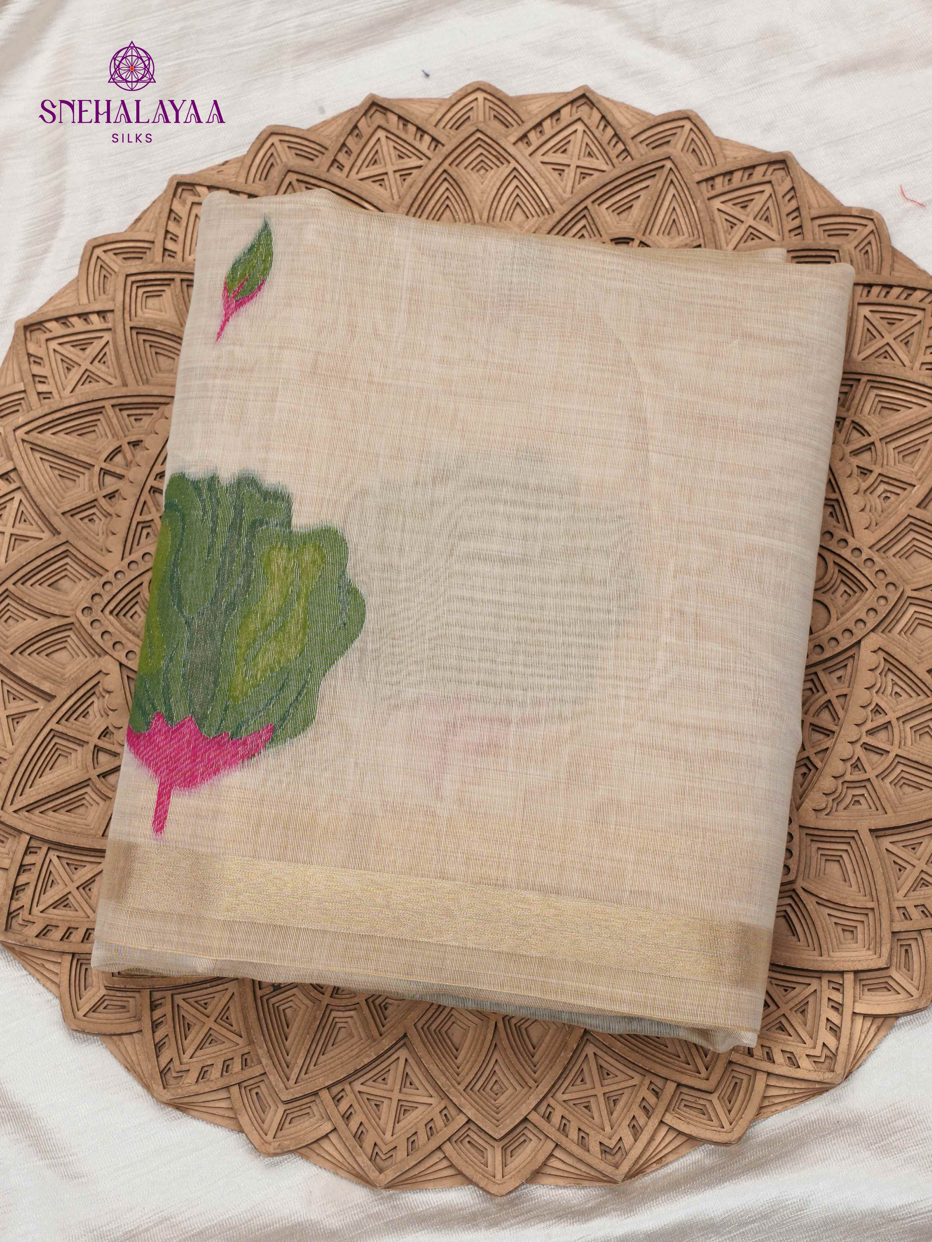 Beige Munga Cotton Saree