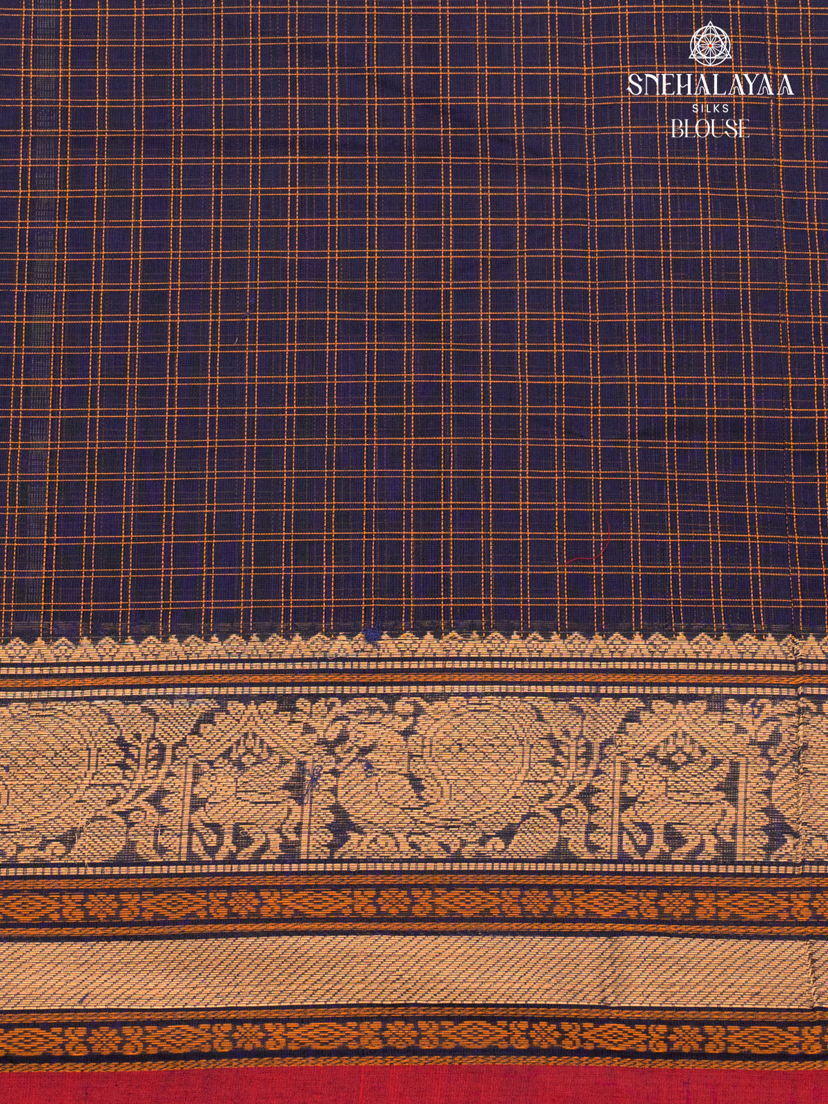 Navy Blue Pure Kanchi Cotton Saree