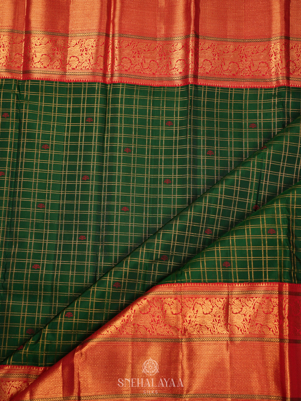 Forest Green Kanjivaram Silk Saree