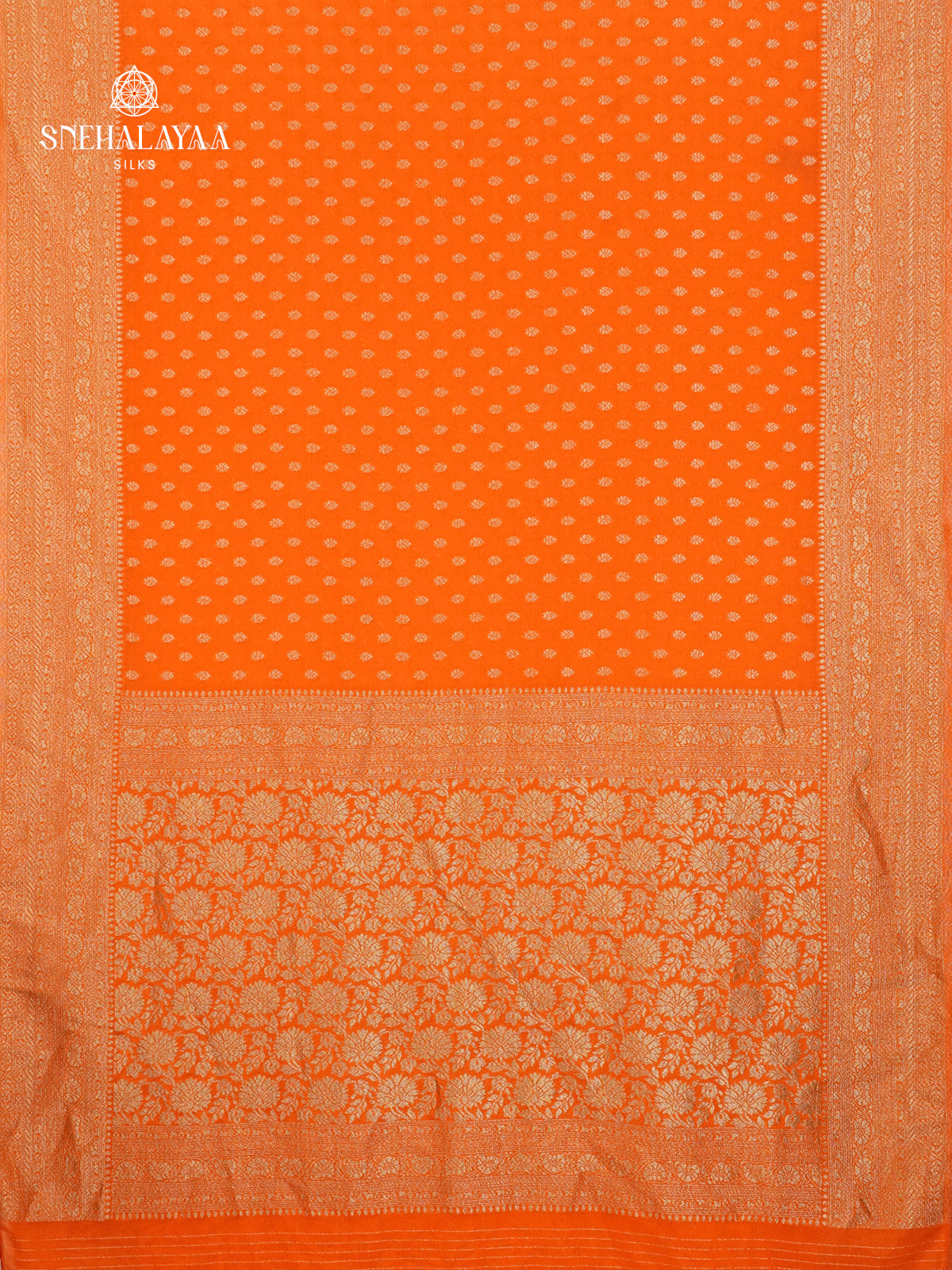 Orange Banaras Crepe Silk Saree
