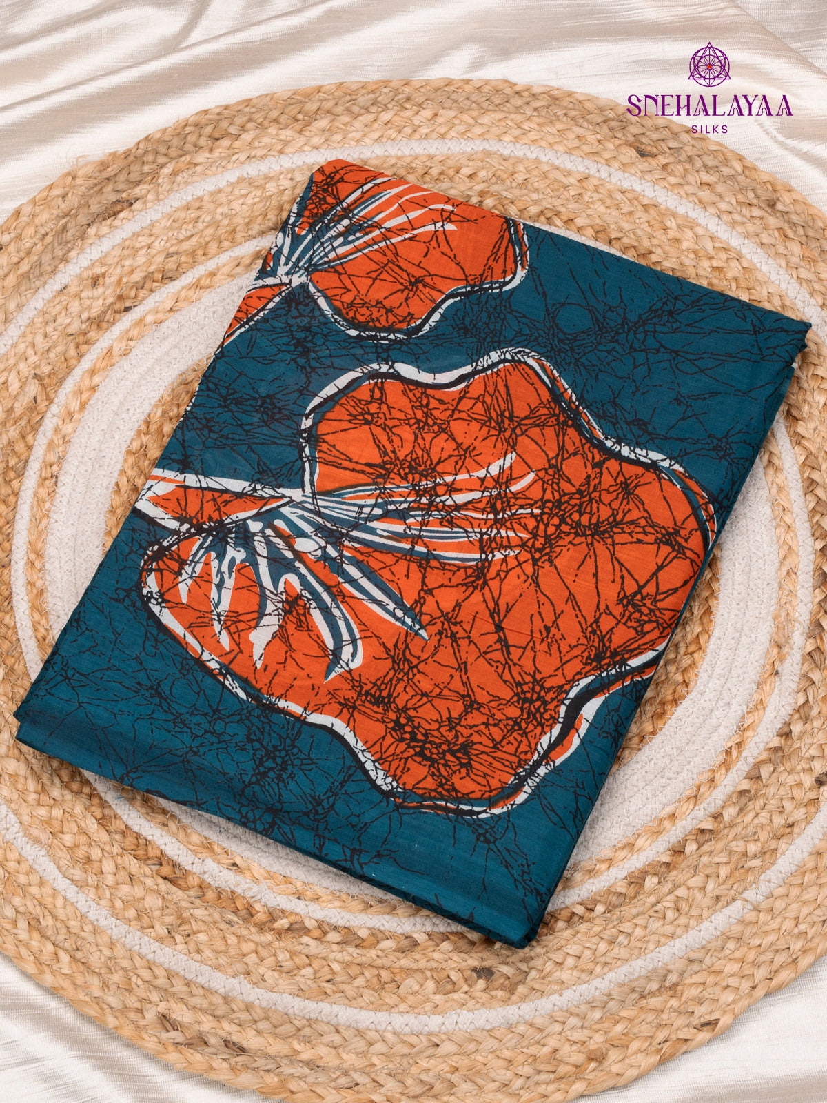 Teal Blue Jaipur Cotton Saree