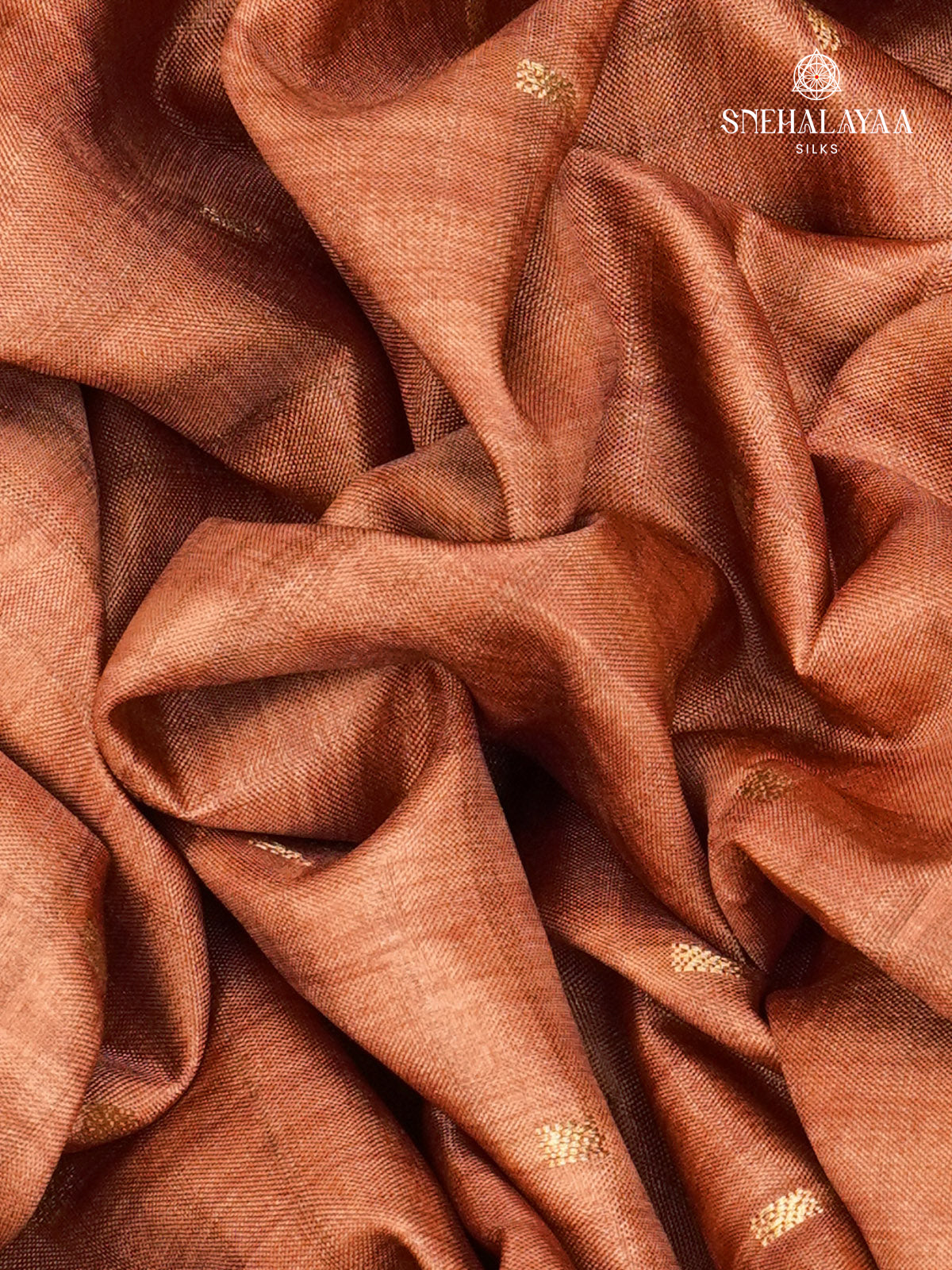 Orange Floral Printed Tussar Saree