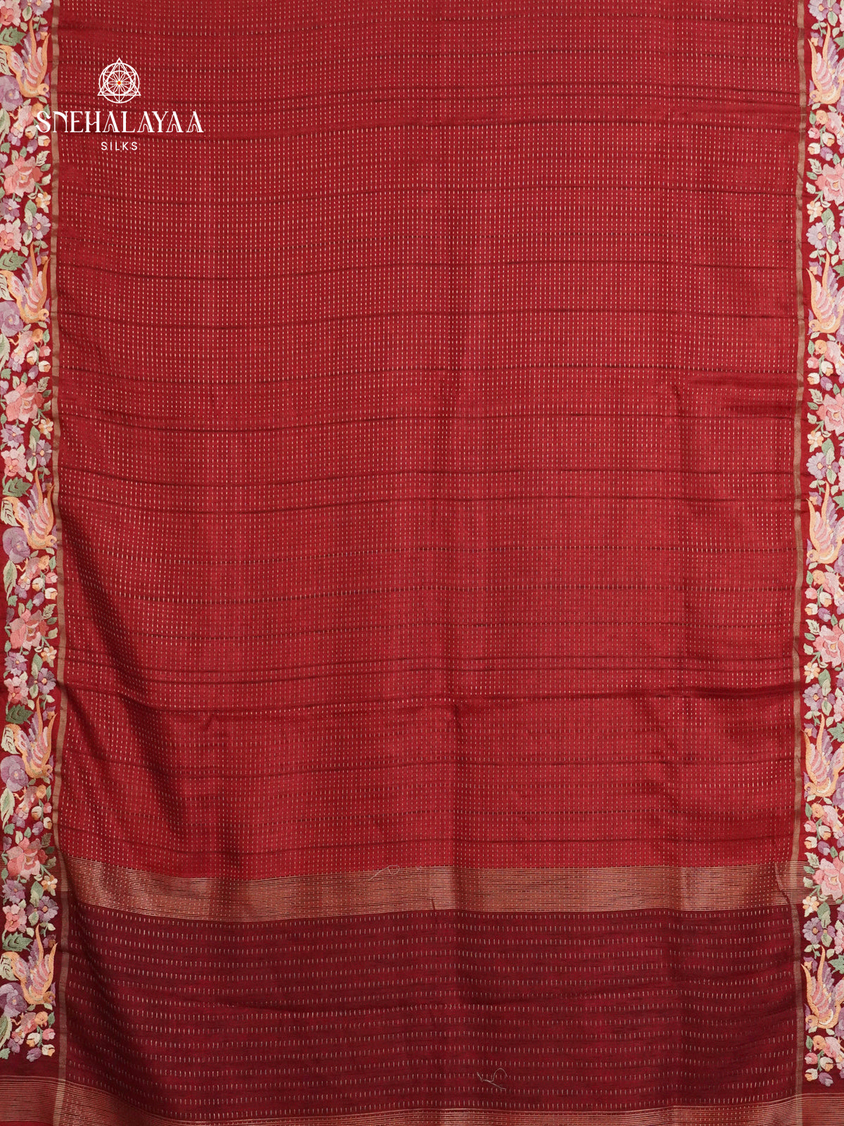 Marron Munga Tussar Embroidery Saree