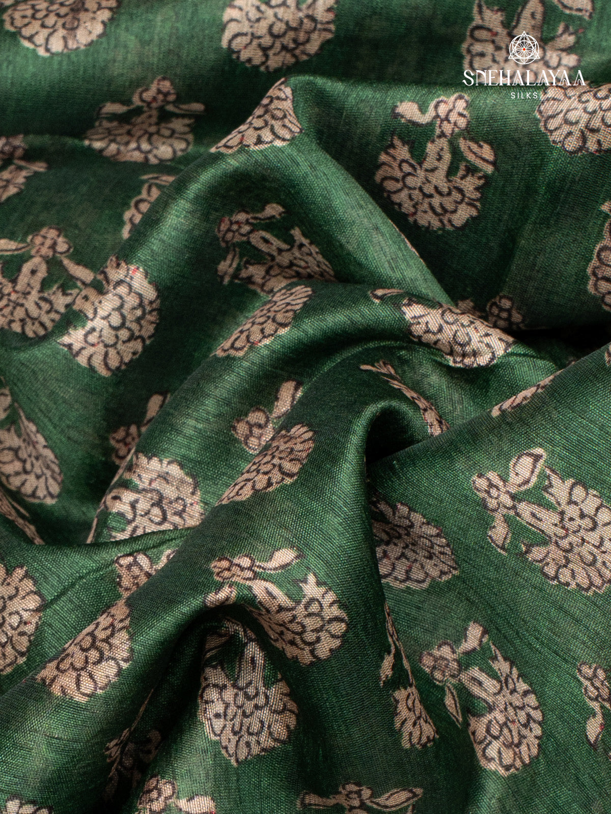 Bottle Green Munga Tussar Saree