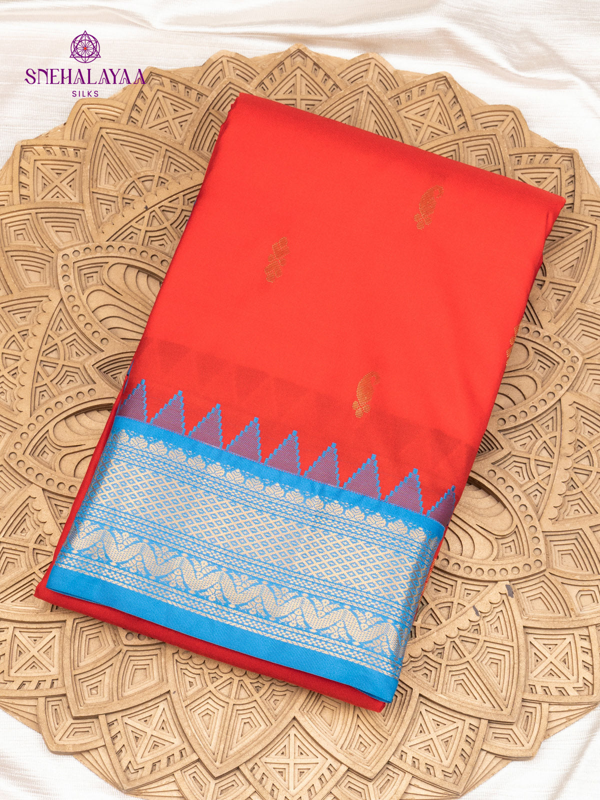 Rust Orange Gadwal Silk Saree