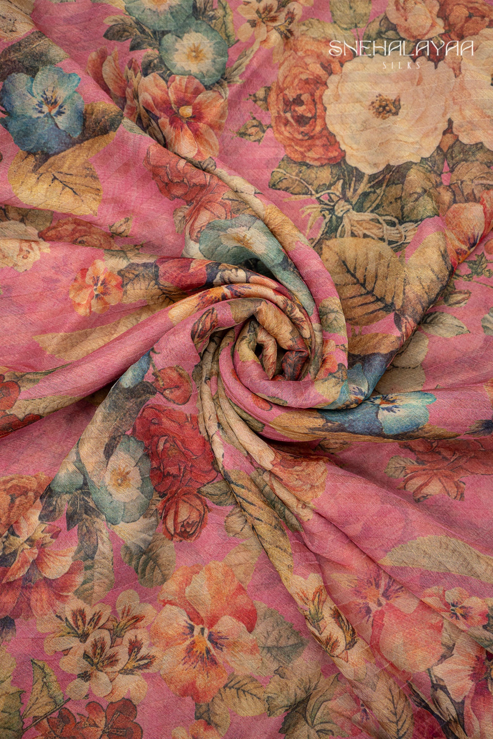 Pink Semi Chiffon Saree