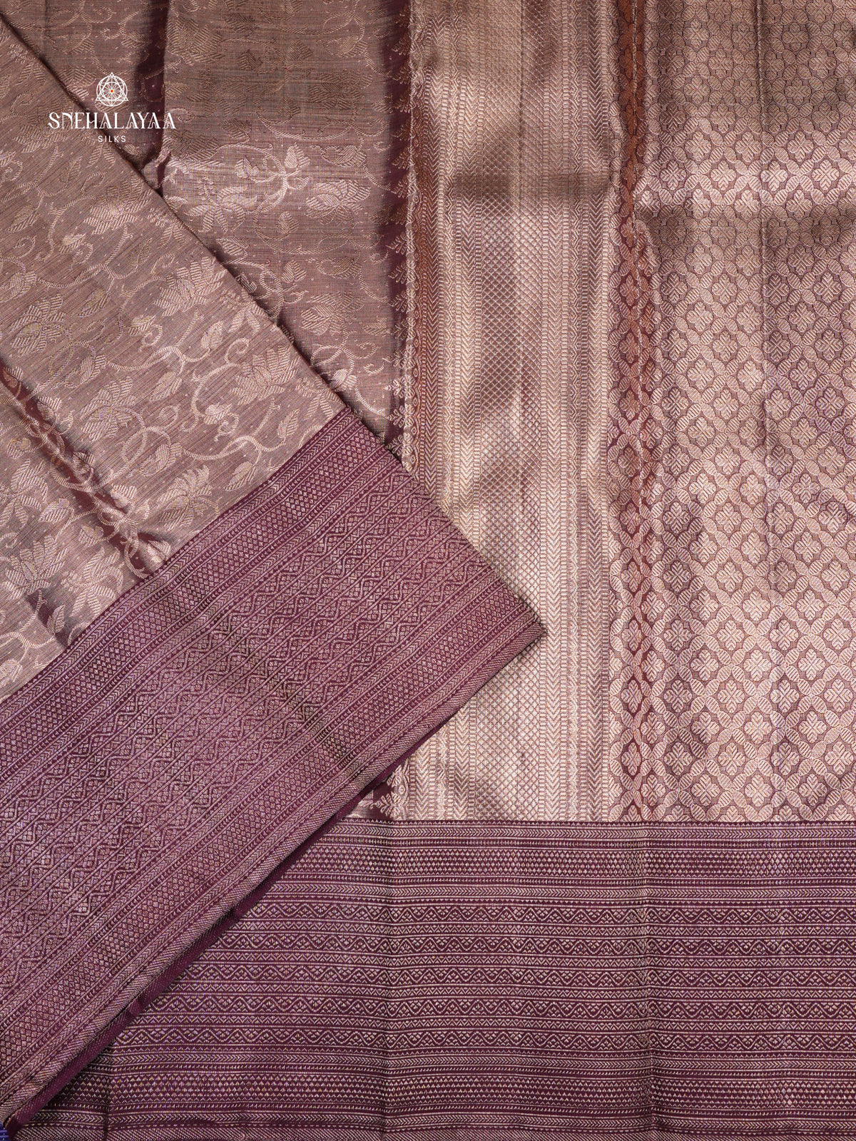 Rose Gold Kanjivaram Silk Saree