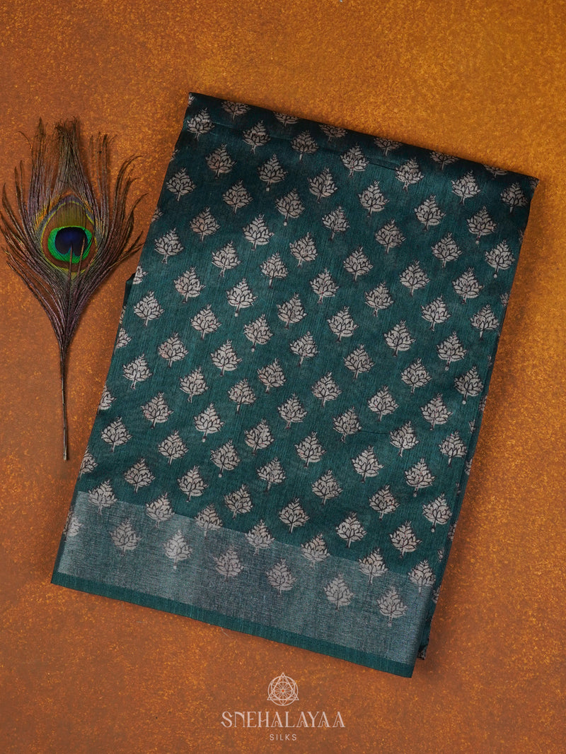 Forest Green Munga Tussar Saree