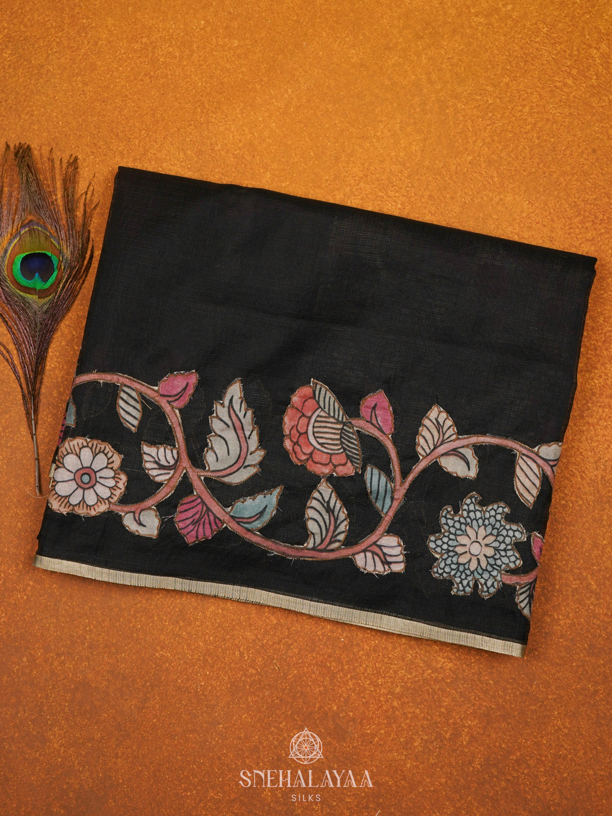 Black Kota Embroidery Saree