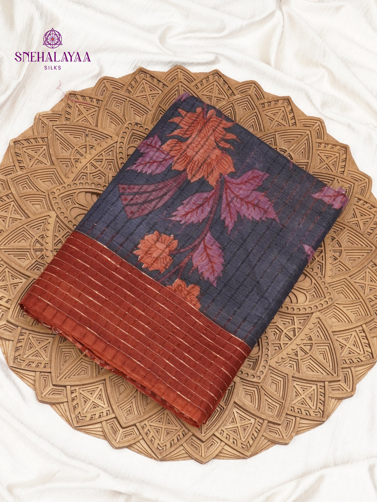 Teal Blue Bamboo Silk Saree