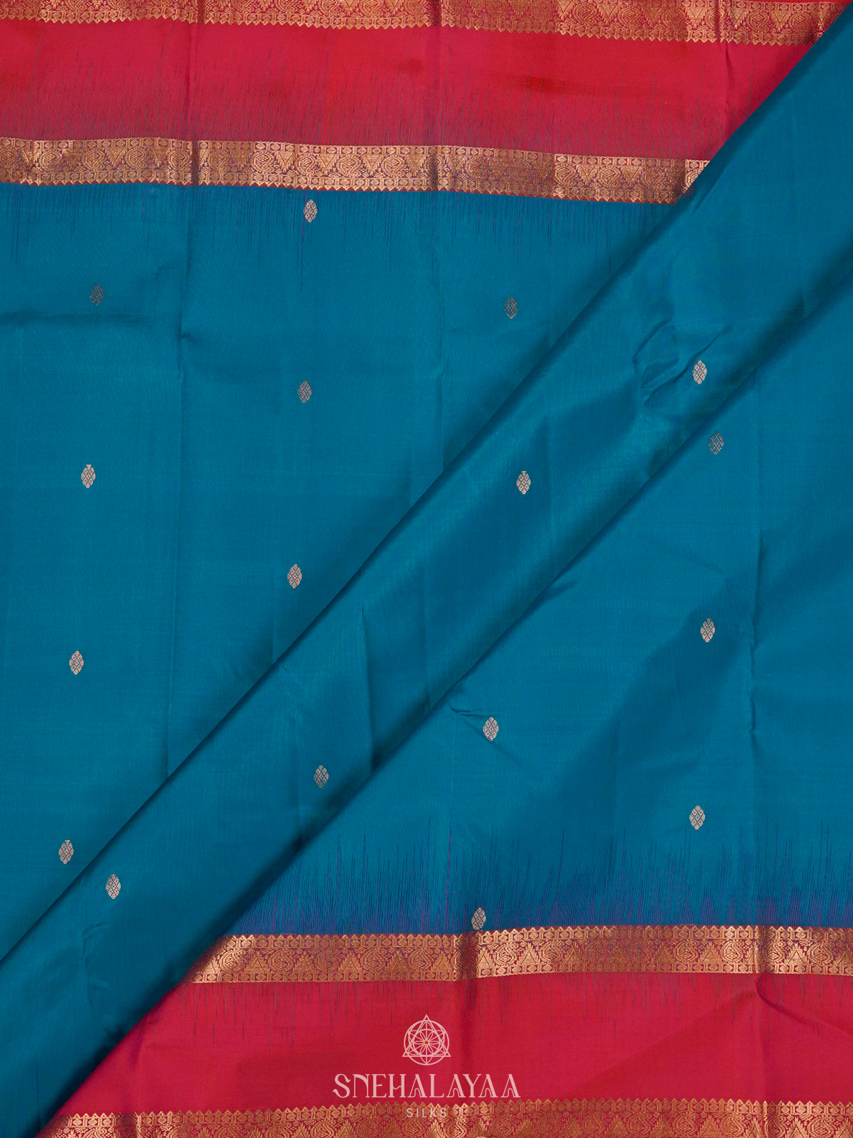 Peacock Blue Kanjivaram Silk Saree