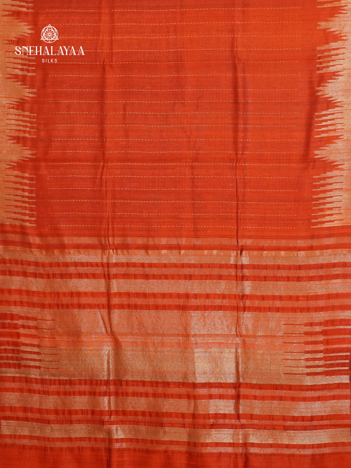Orange Dupion Silk Saree