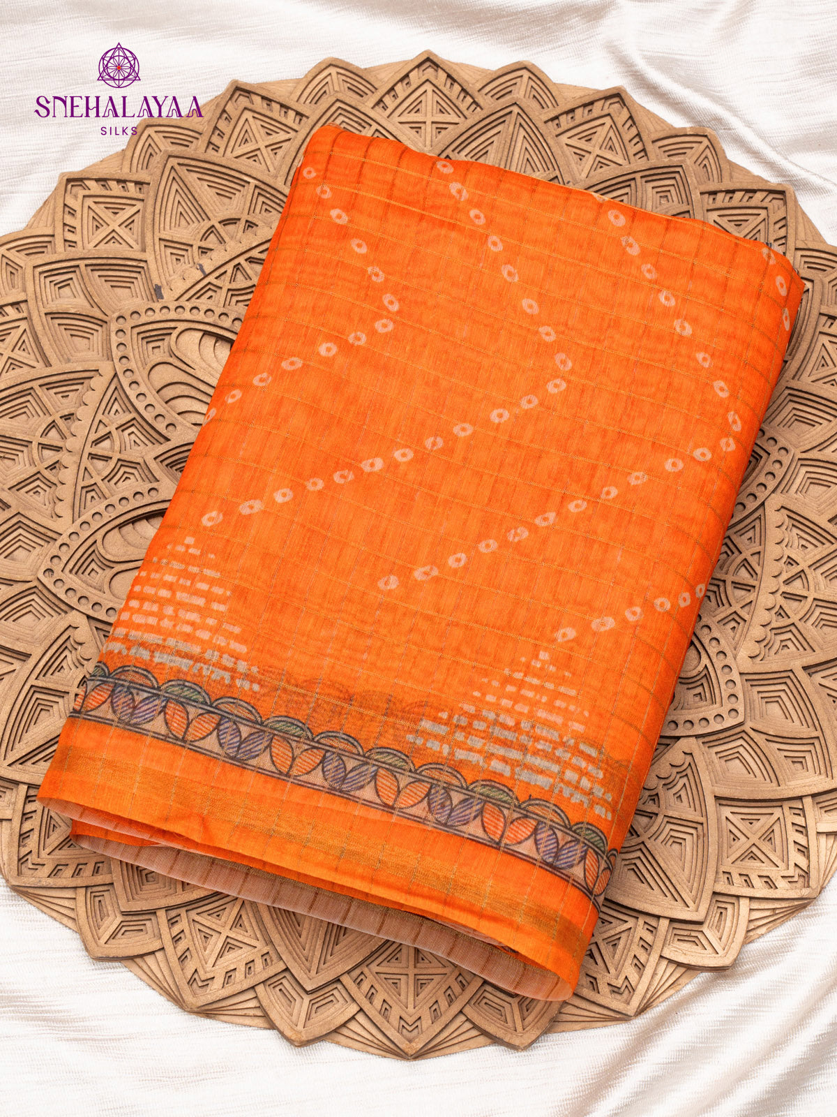 Orange Madhubani Saree