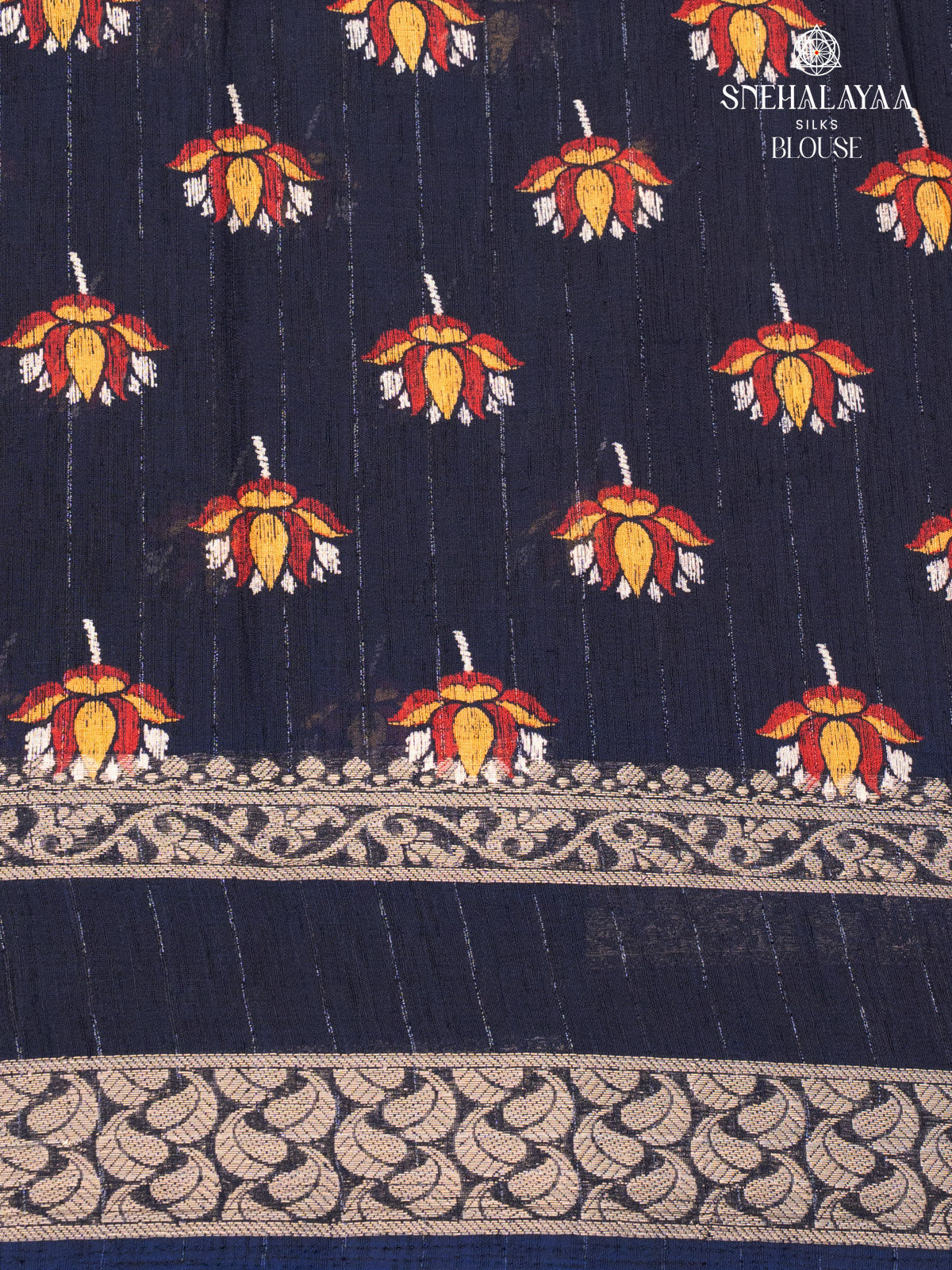 Navy Blue Dola Silk Saree