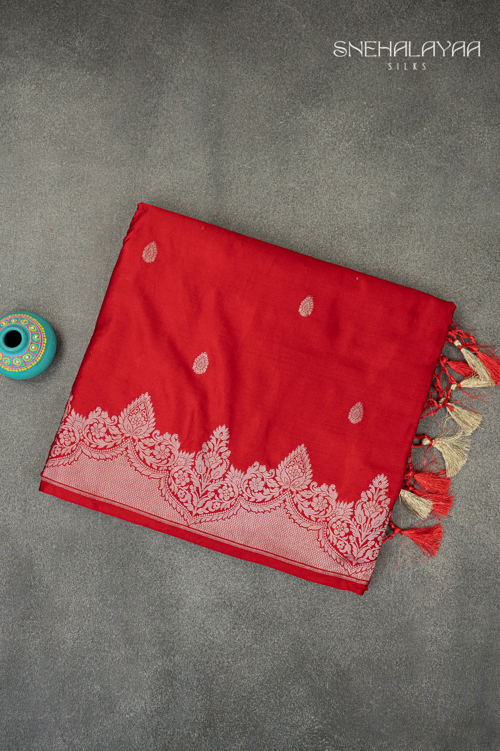 Red Satin Banaras Silk Saree