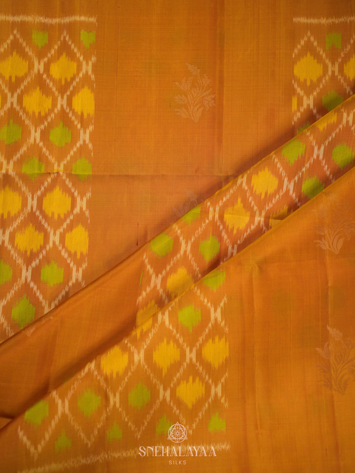 Mustard Ikat Soft Silk Saree