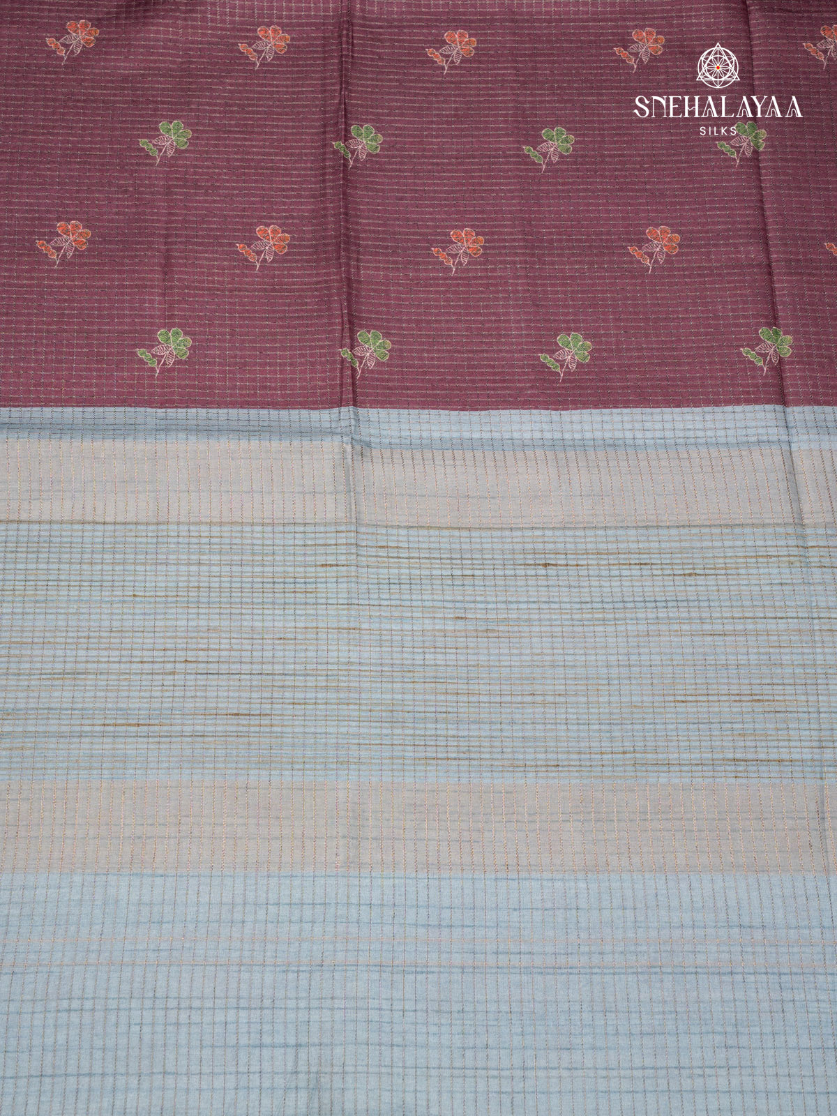 Burgundy Tussar Saree