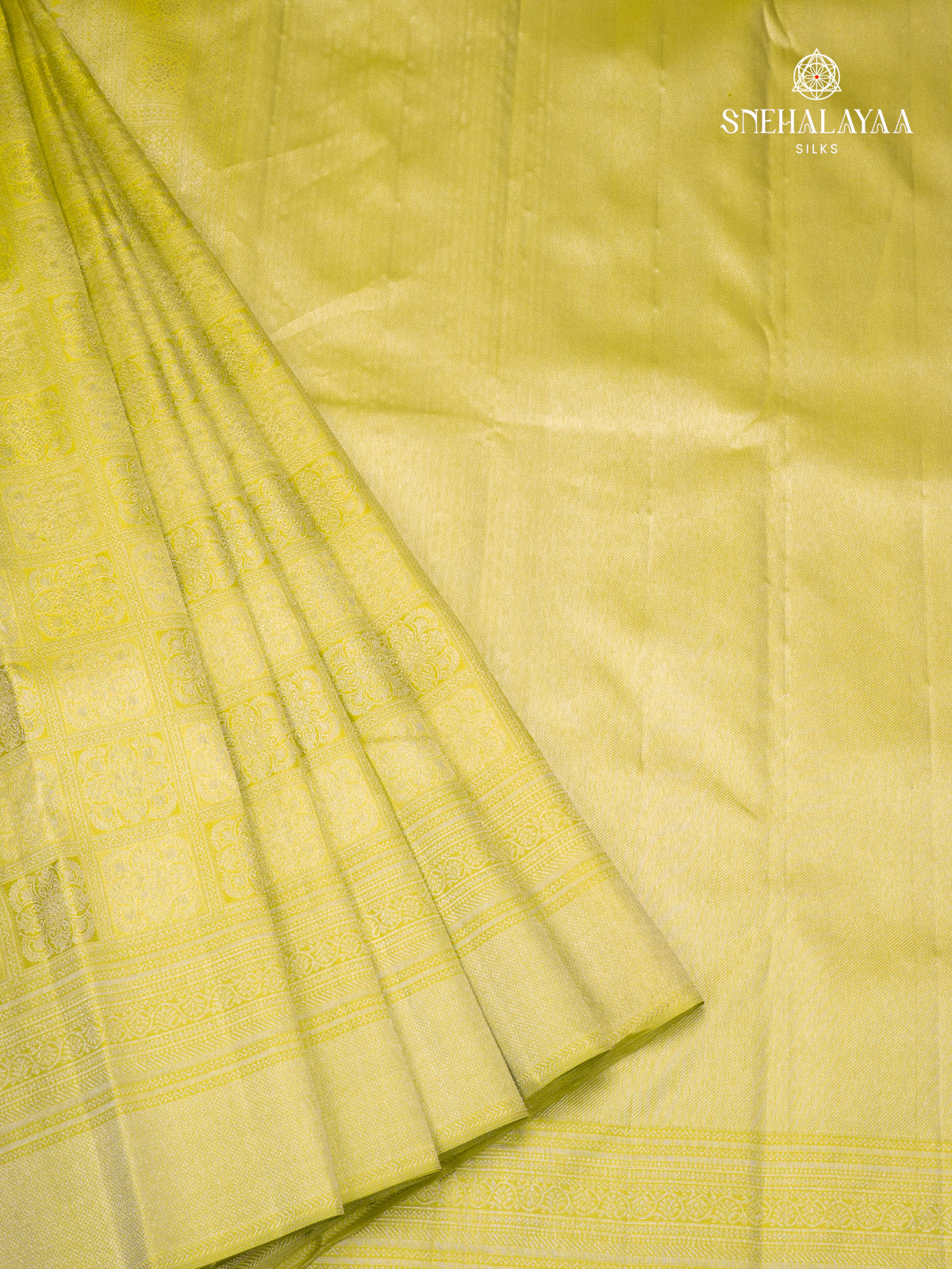 Lime Green Kanjivaram Silk Saree