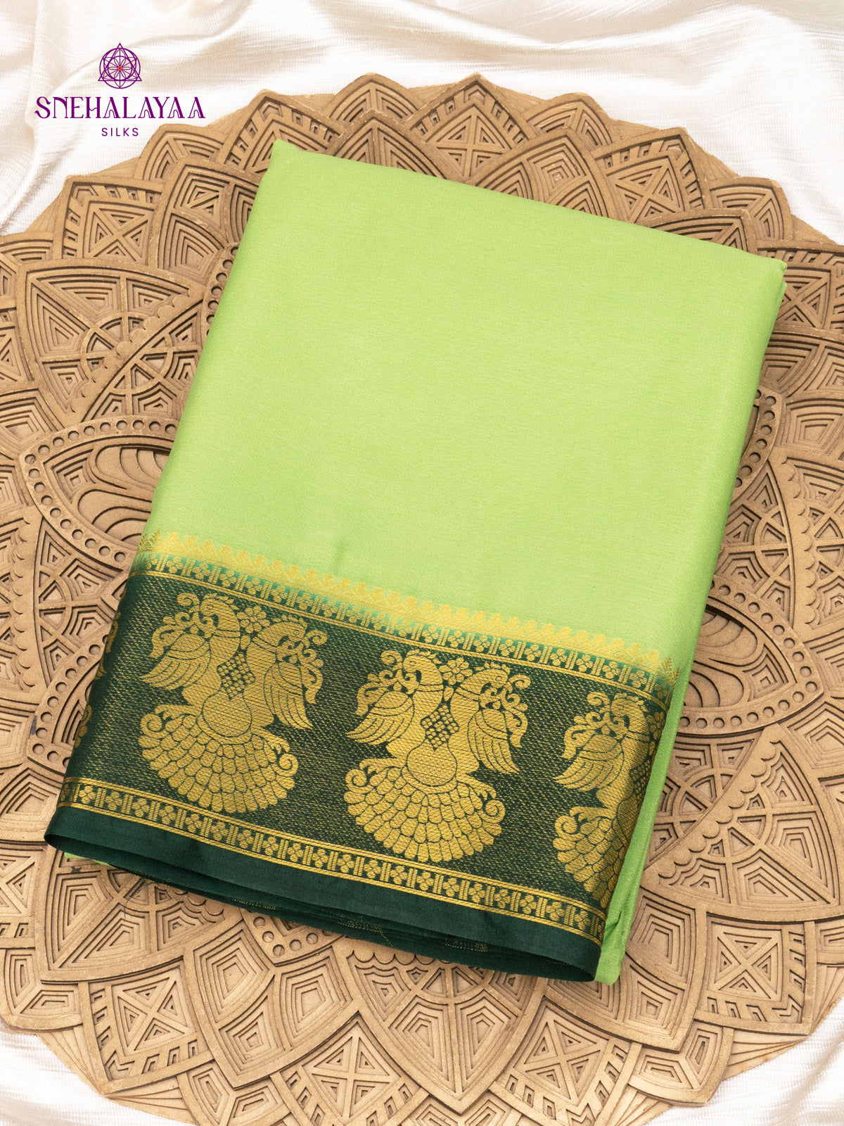 Pista Green Mysore Silk Saree