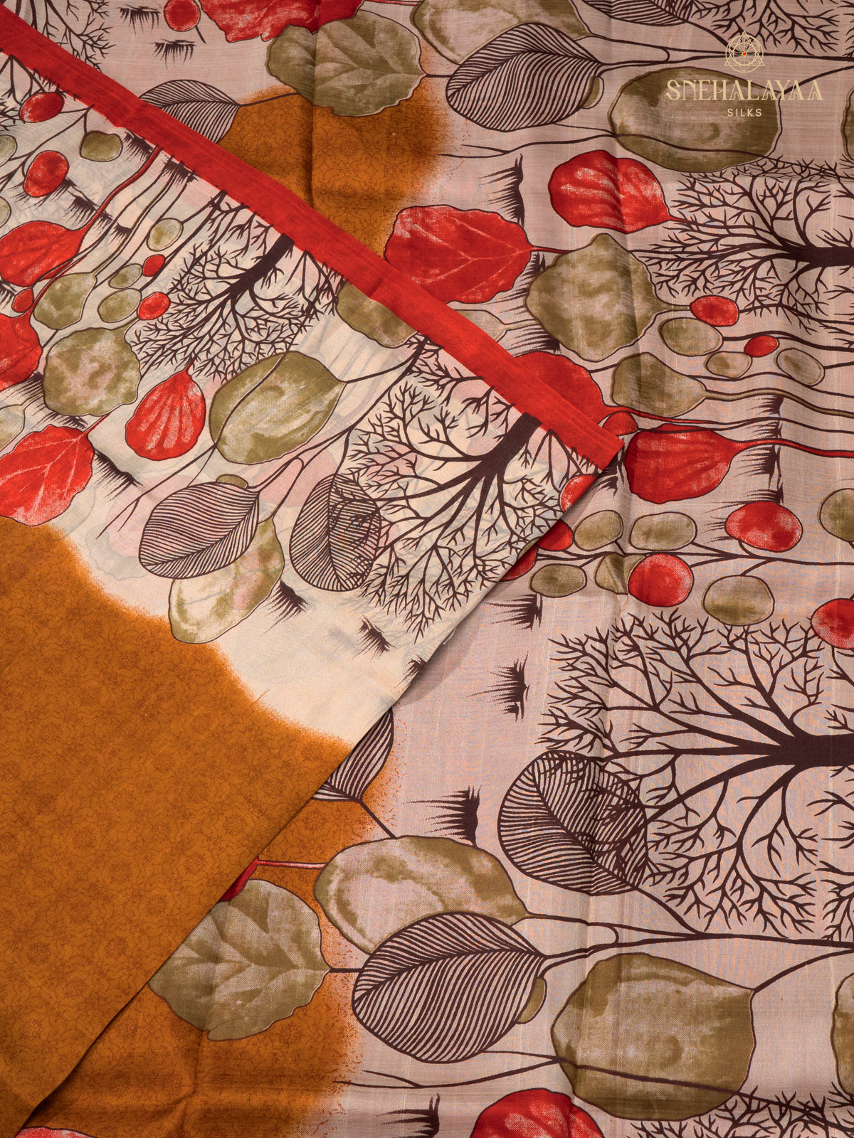 Rust Orange Tussar Silk