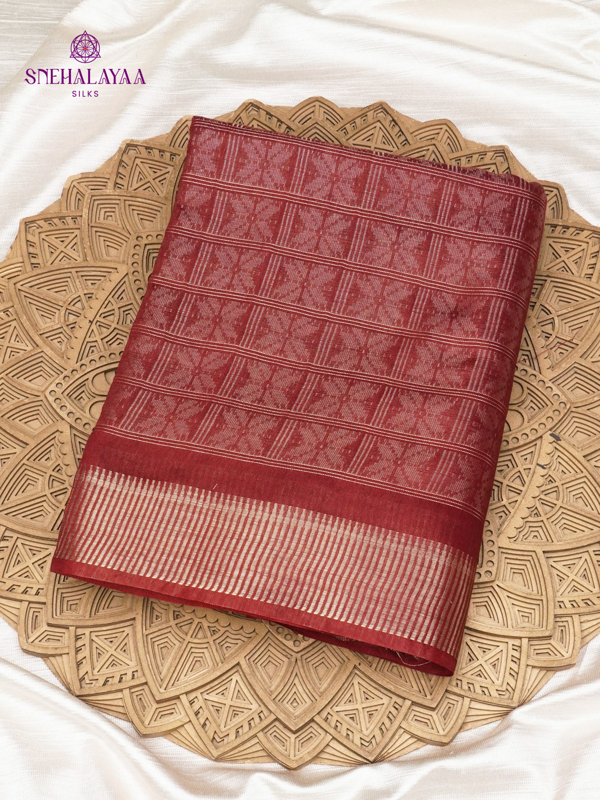 Maroon Bamboo Silk Saree