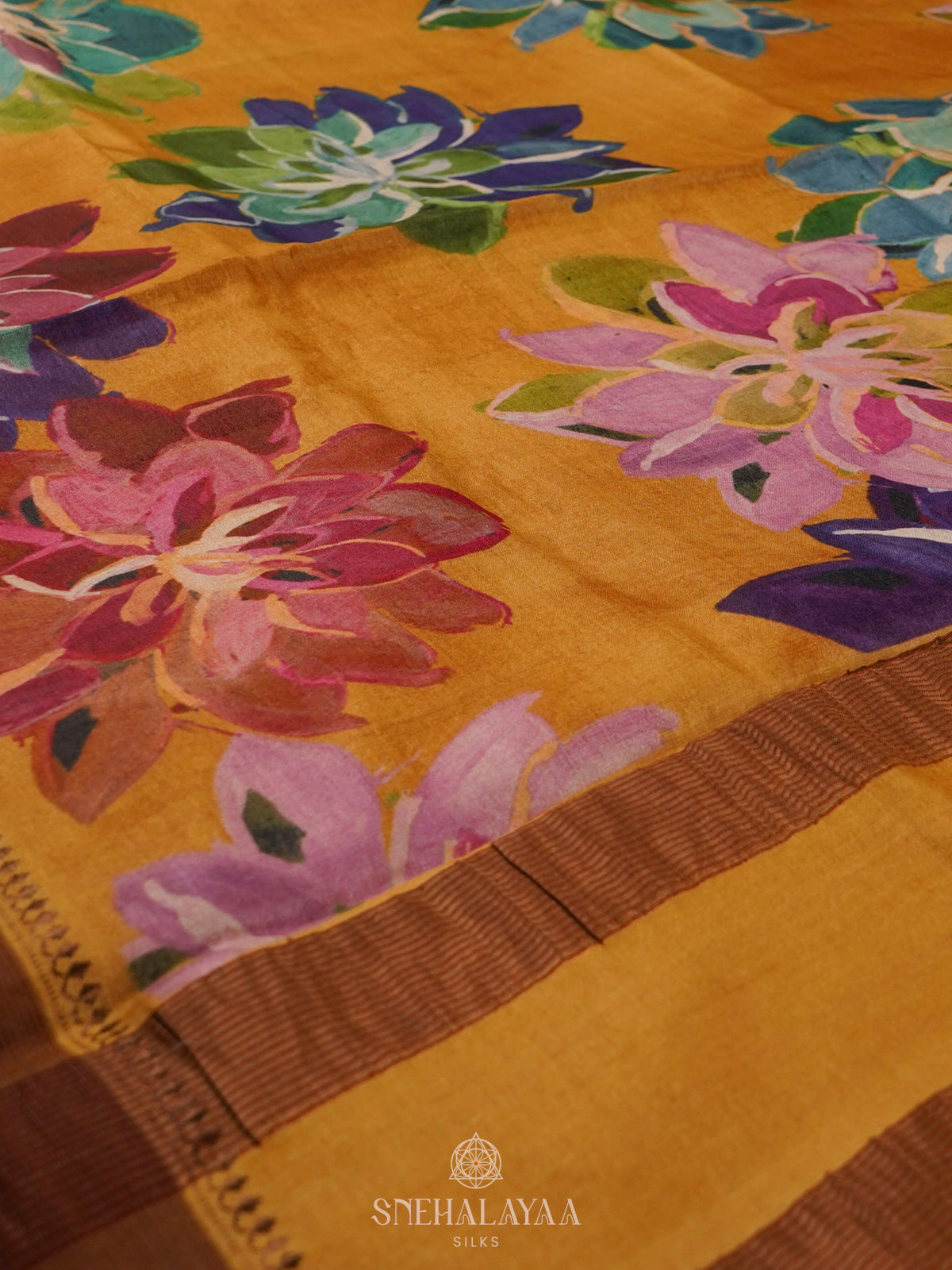 Yellow Tussar Saree