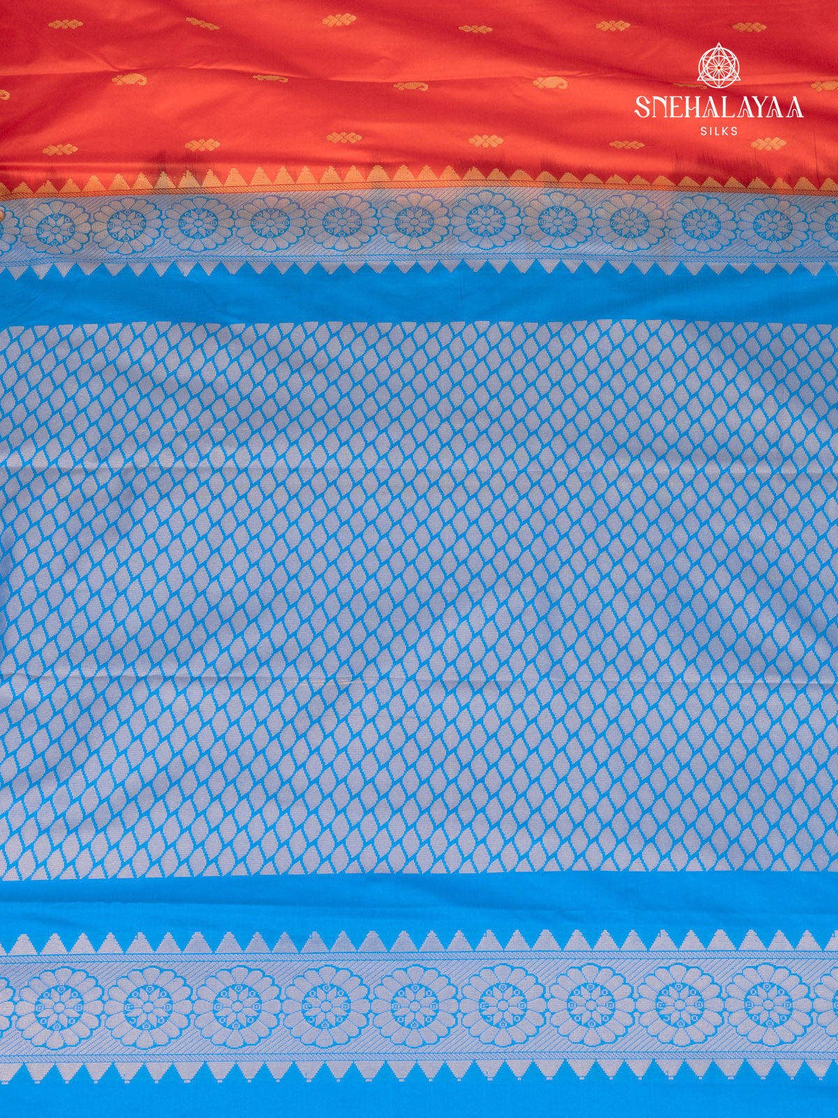 Rust Orange Gadwal Silk Saree