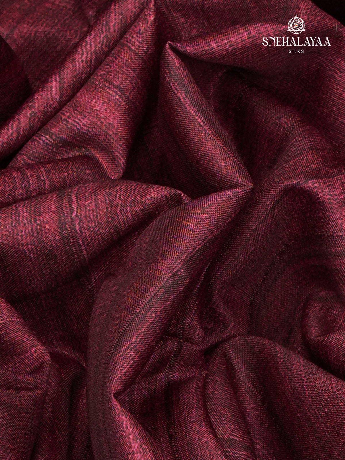 Burgundy Floral Printed Tussar Saree