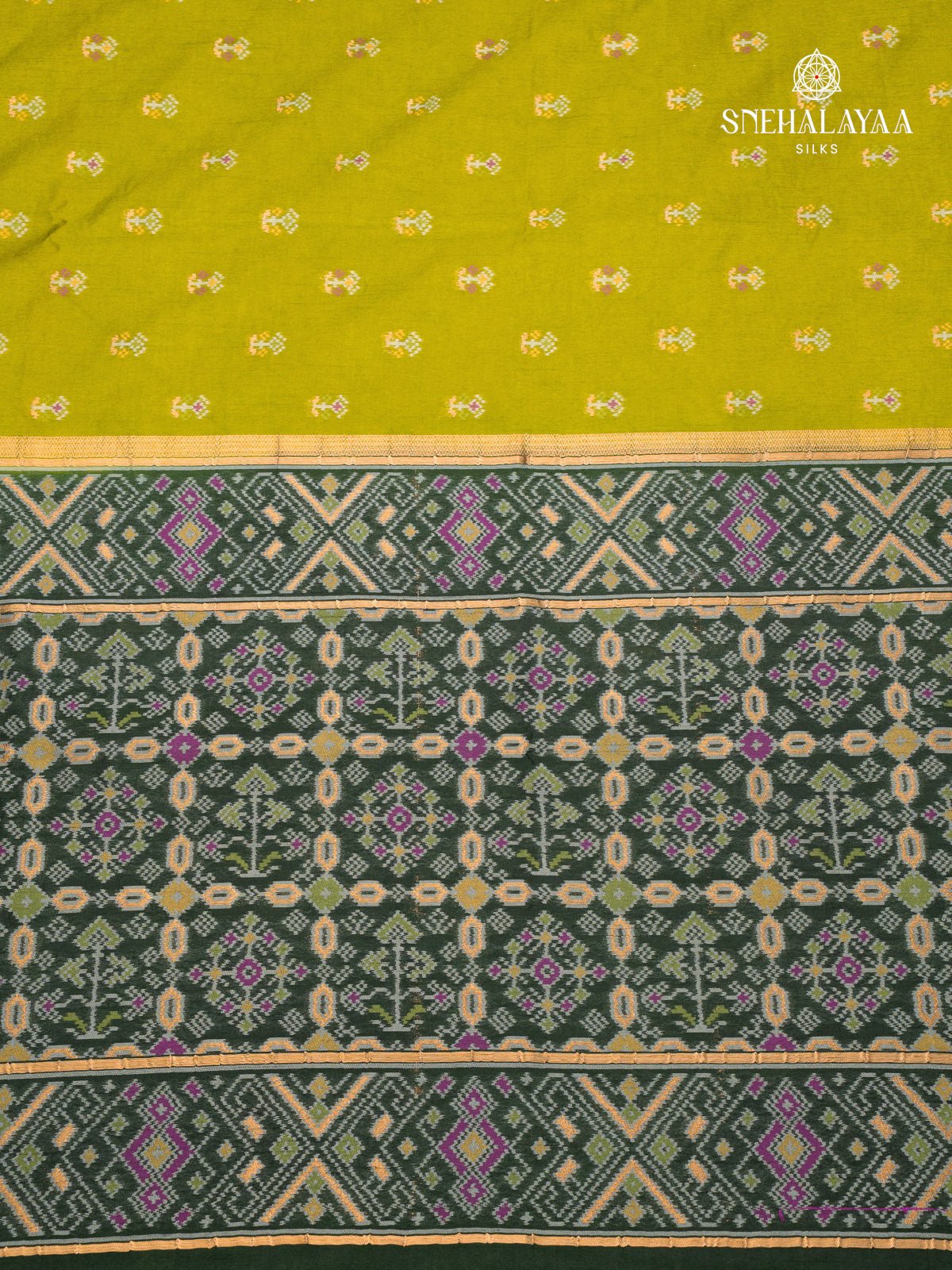 Green Ikat Silk Saree