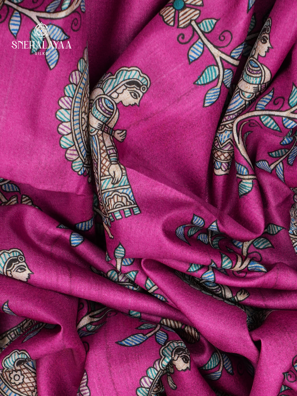 Pink Madhubani Printed Saree
