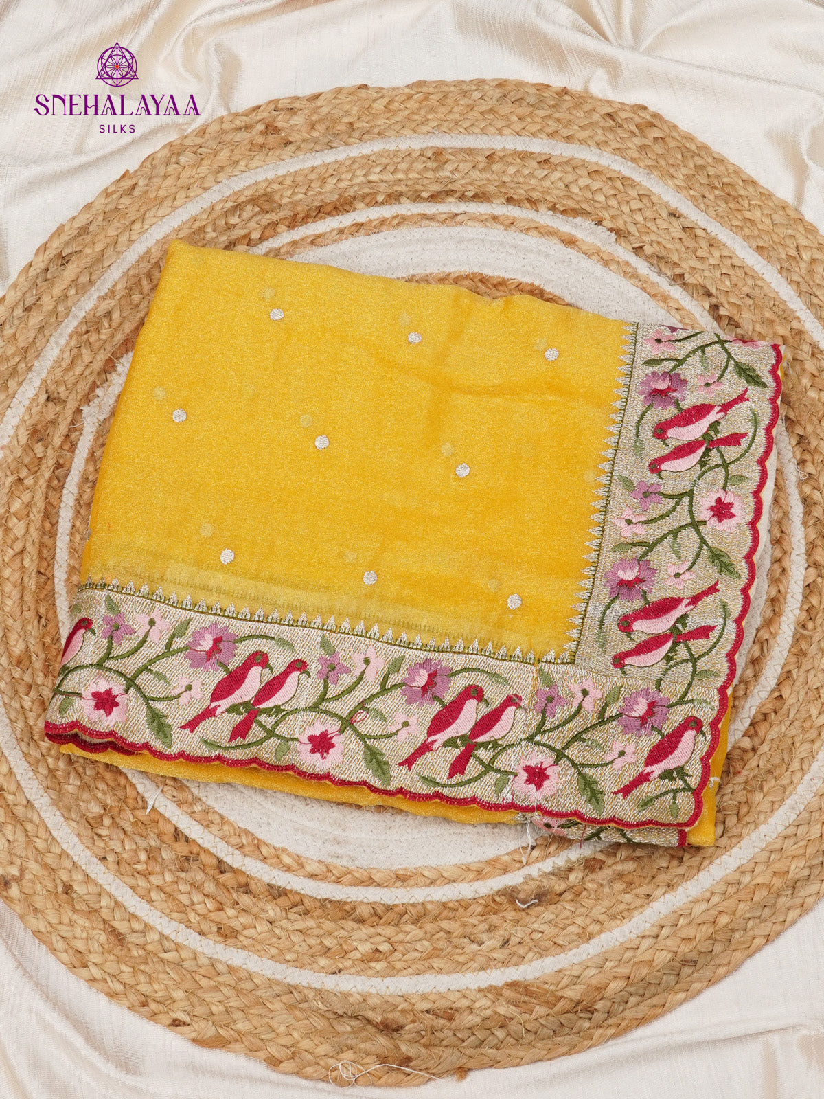 Yellow Embroidery Designer Saree