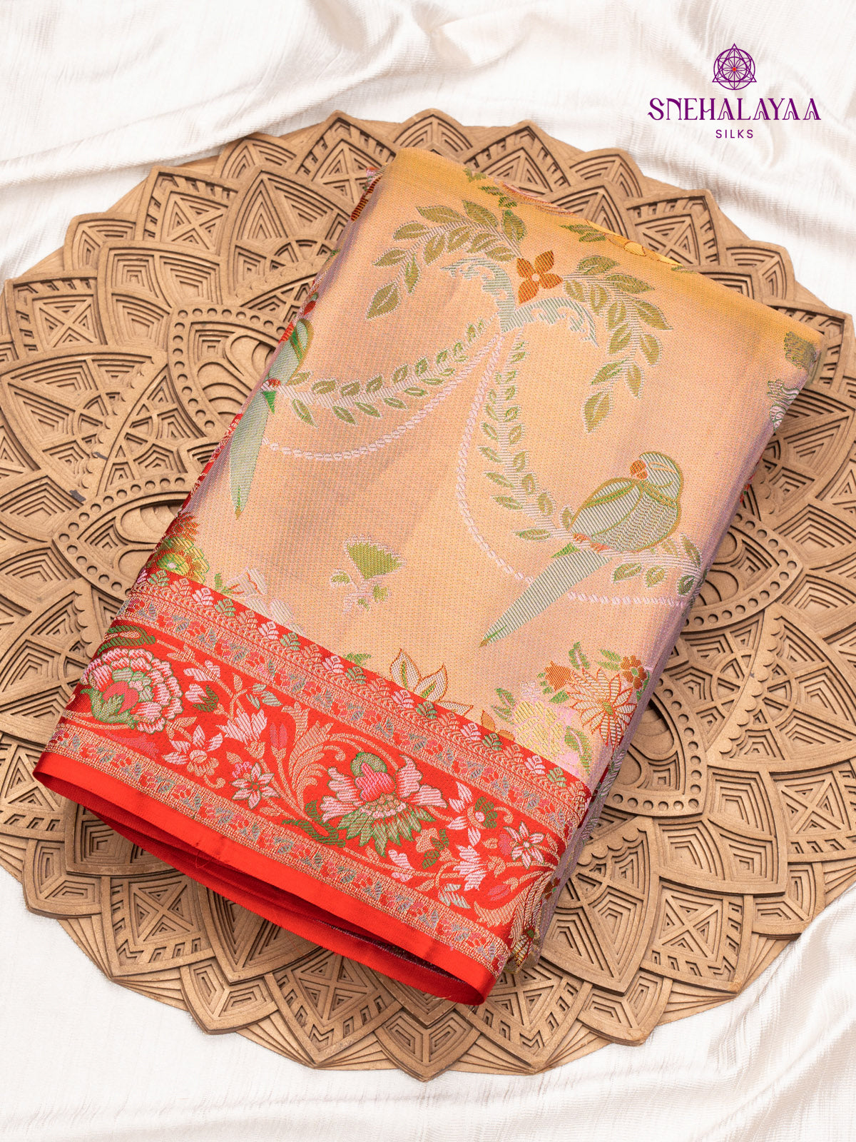 Peach Pink Kanjivaram Silk Saree