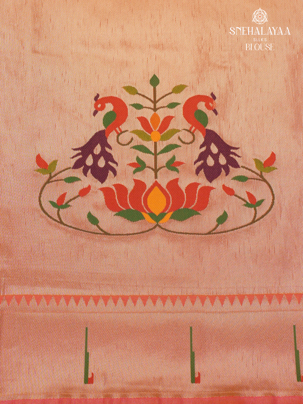 Rust Orange Banaras Paithani Saree