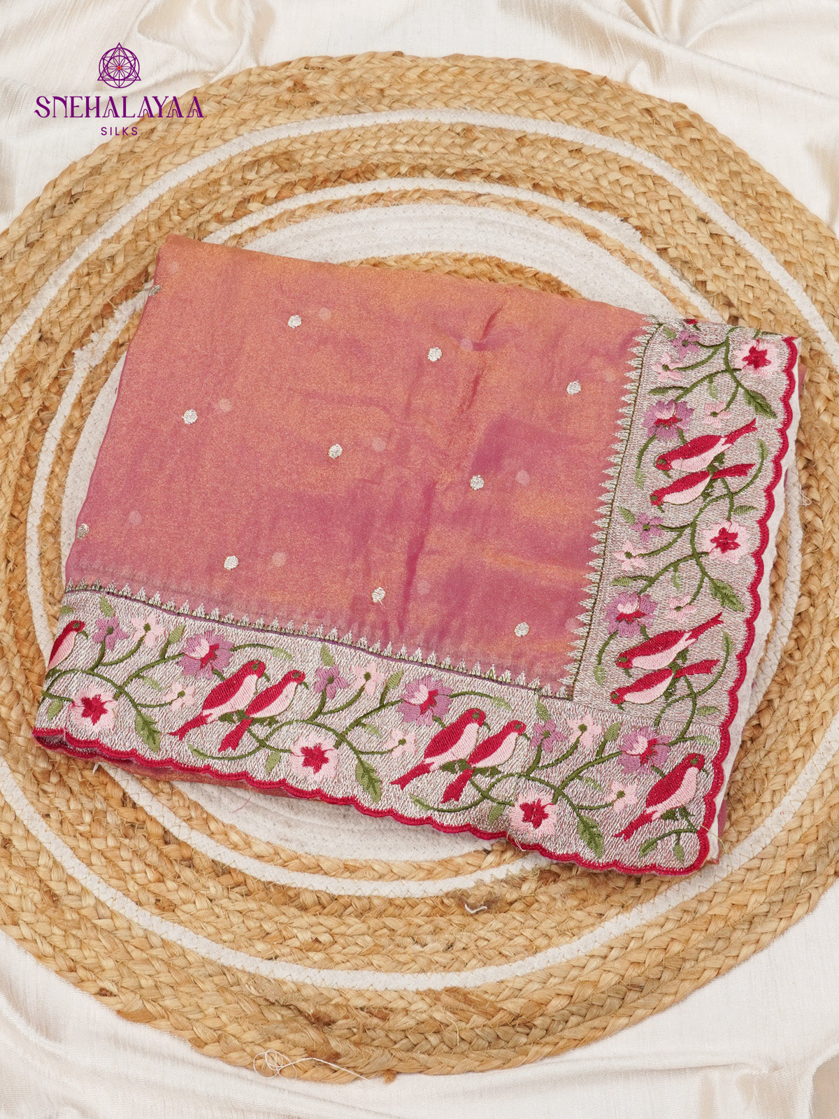 Pastel Pink Embroidery Designer Saree