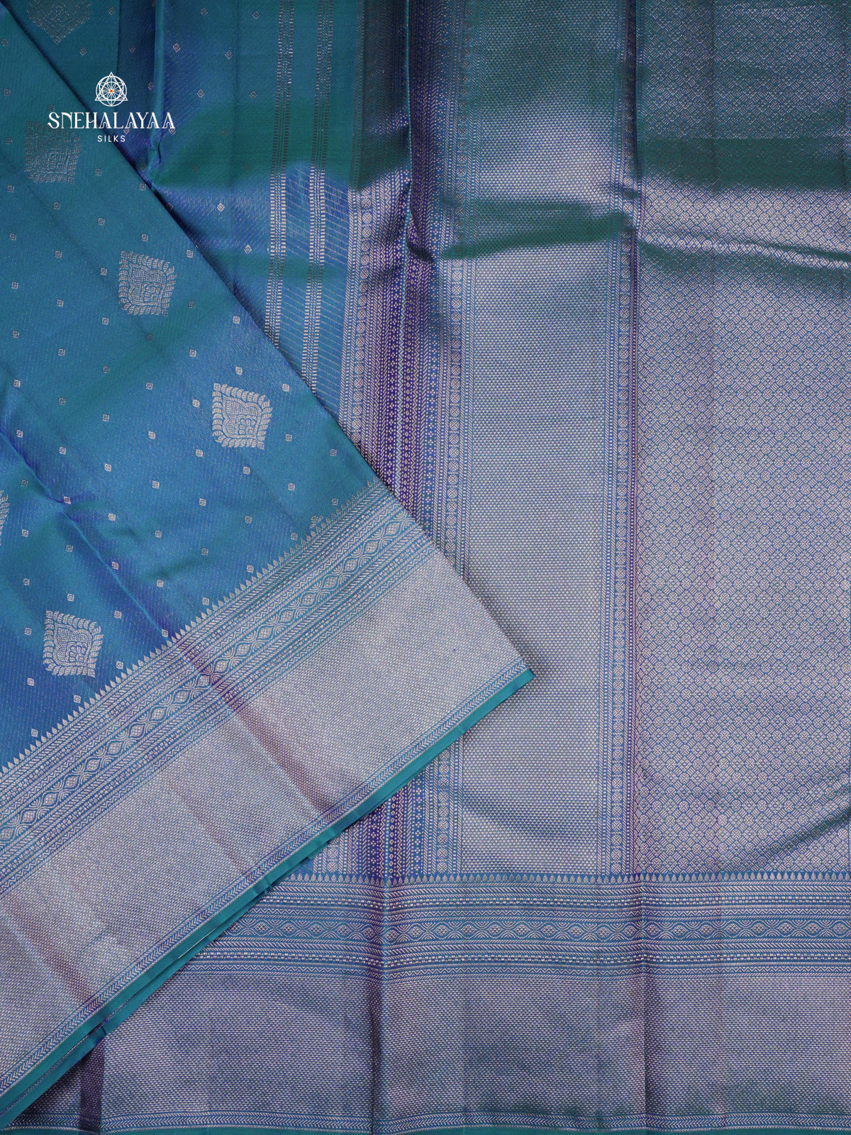 Peacock Blue Kanjivaram Silk Saree