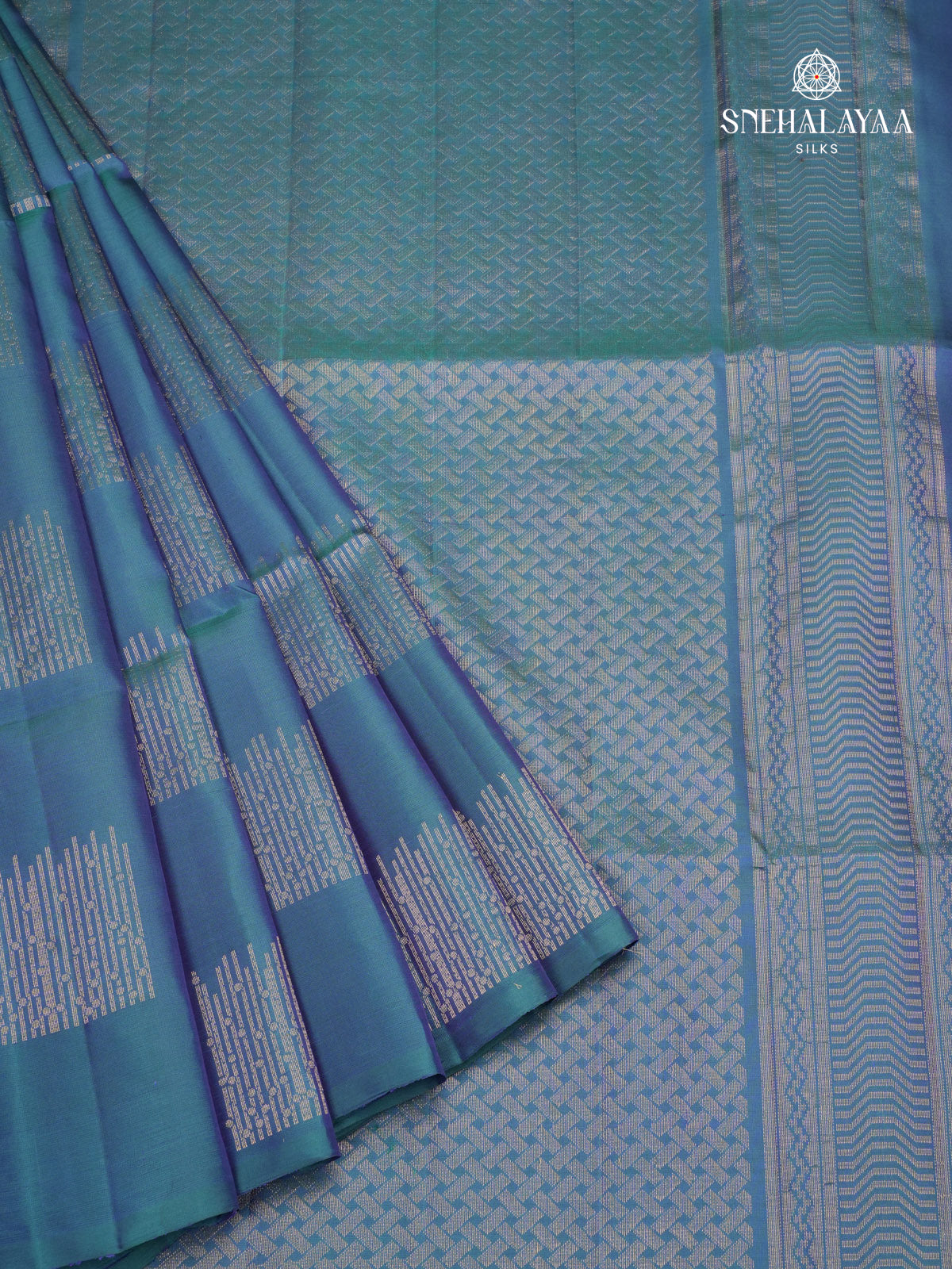 Peacock Blue Kanjivaram Silk Saree