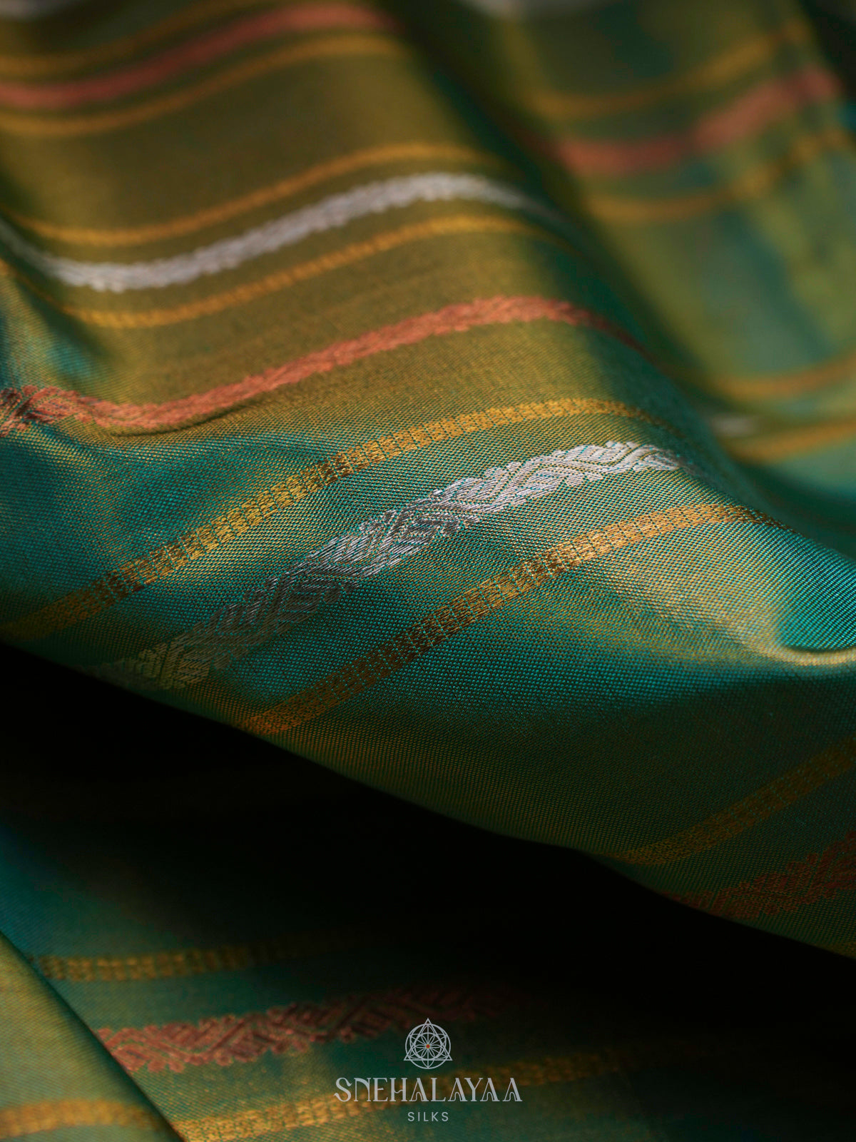 Olive Green Kanjivaram Tissue Silk Saree