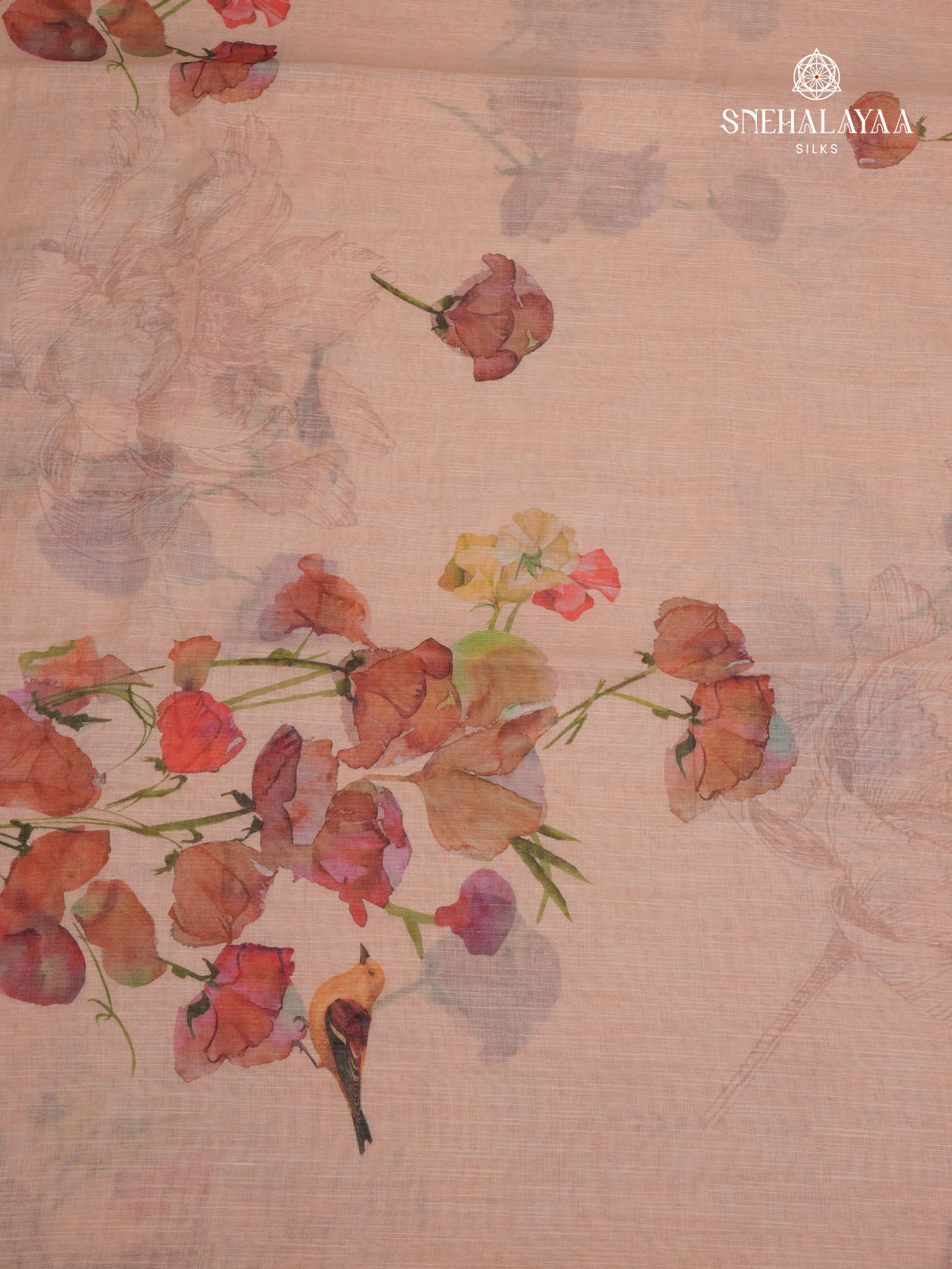 Sandal Printed Linen Saree