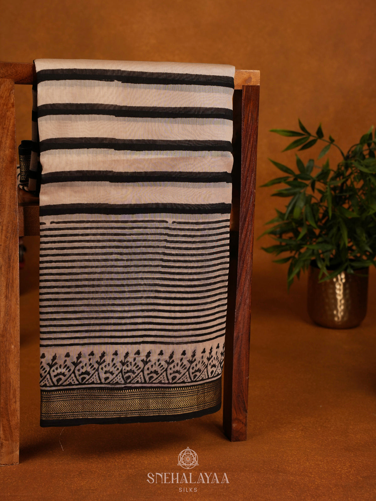 Cream Chanderi Saree