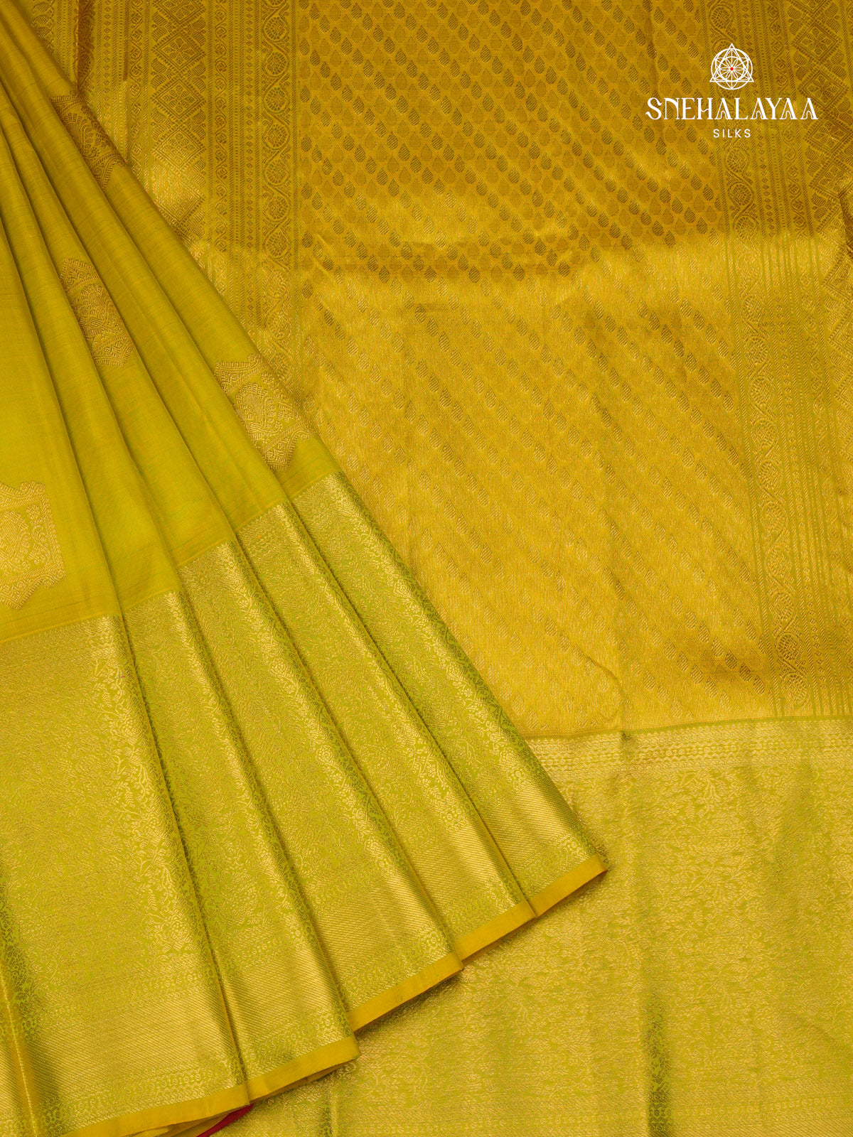 Lime Yellow Kanjivaram Silk Saree